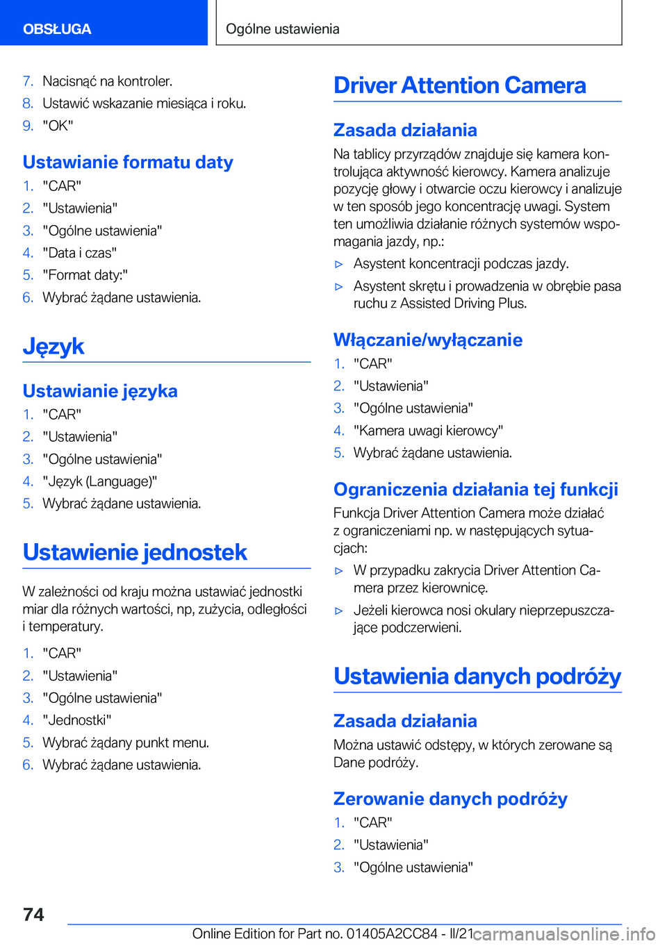 BMW 8 SERIES GRAN COUPE 2022  Instrukcja obsługi (in Polish) �7�.�N�a�c�i�s�n�