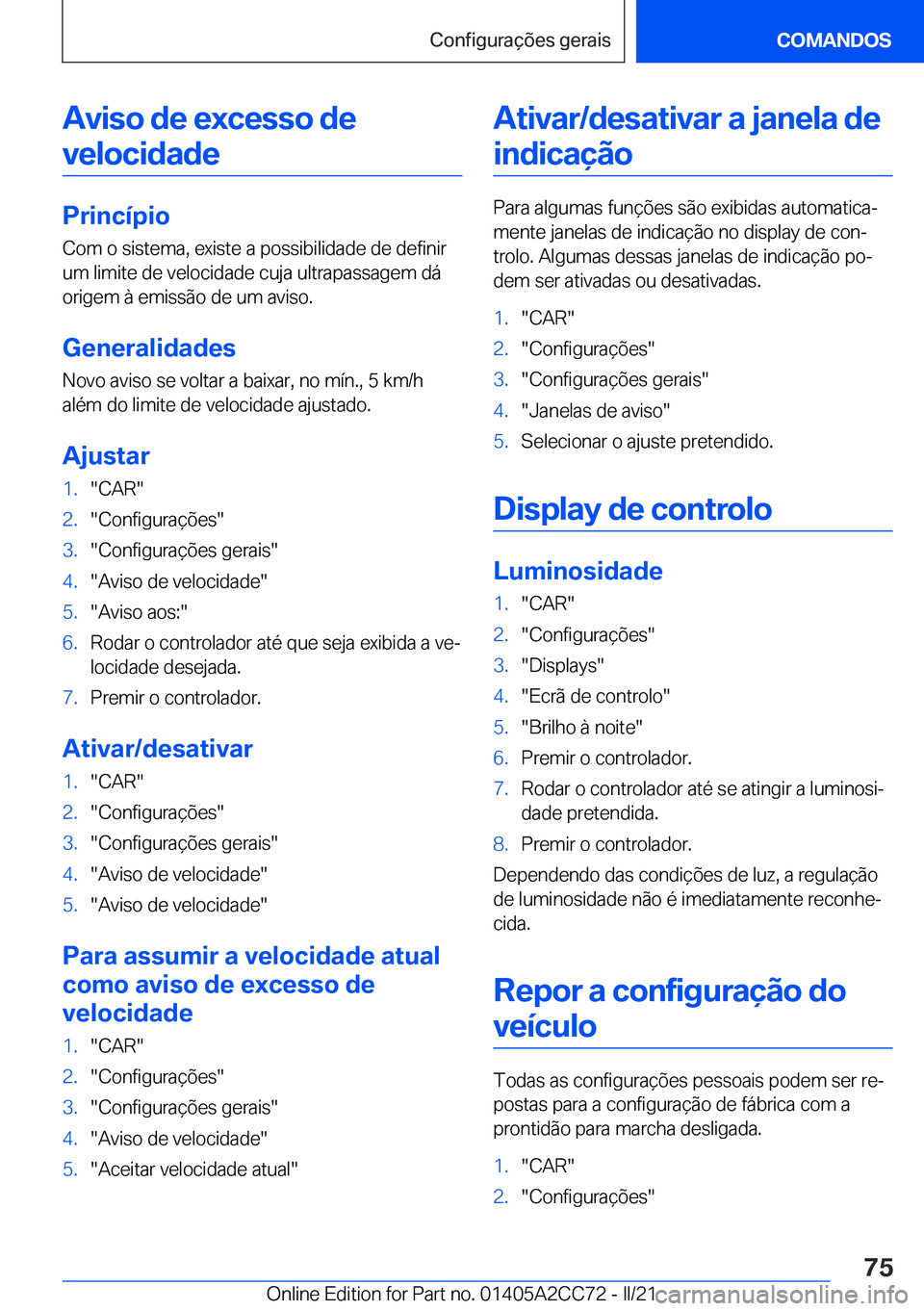 BMW 8 SERIES GRAN COUPE 2022  Manual do condutor (in Portuguese) �A�v�i�s�o��d�e��e�x�c�e�s�s�o��d�e�v�e�l�o�c�i�d�a�d�e
�P�r�i�n�c�