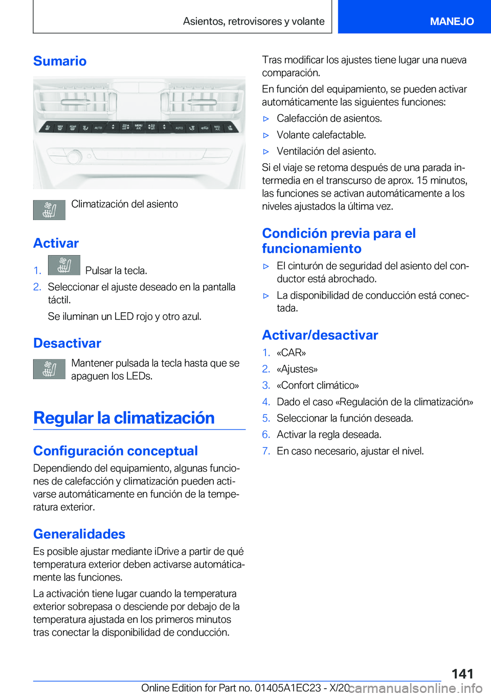 BMW 8 SERIES GRAN COUPE 2021  Manuales de Empleo (in Spanish) �S�u�m�a�r�i�o
�C�l�i�m�a�t�i�z�a�c�i�