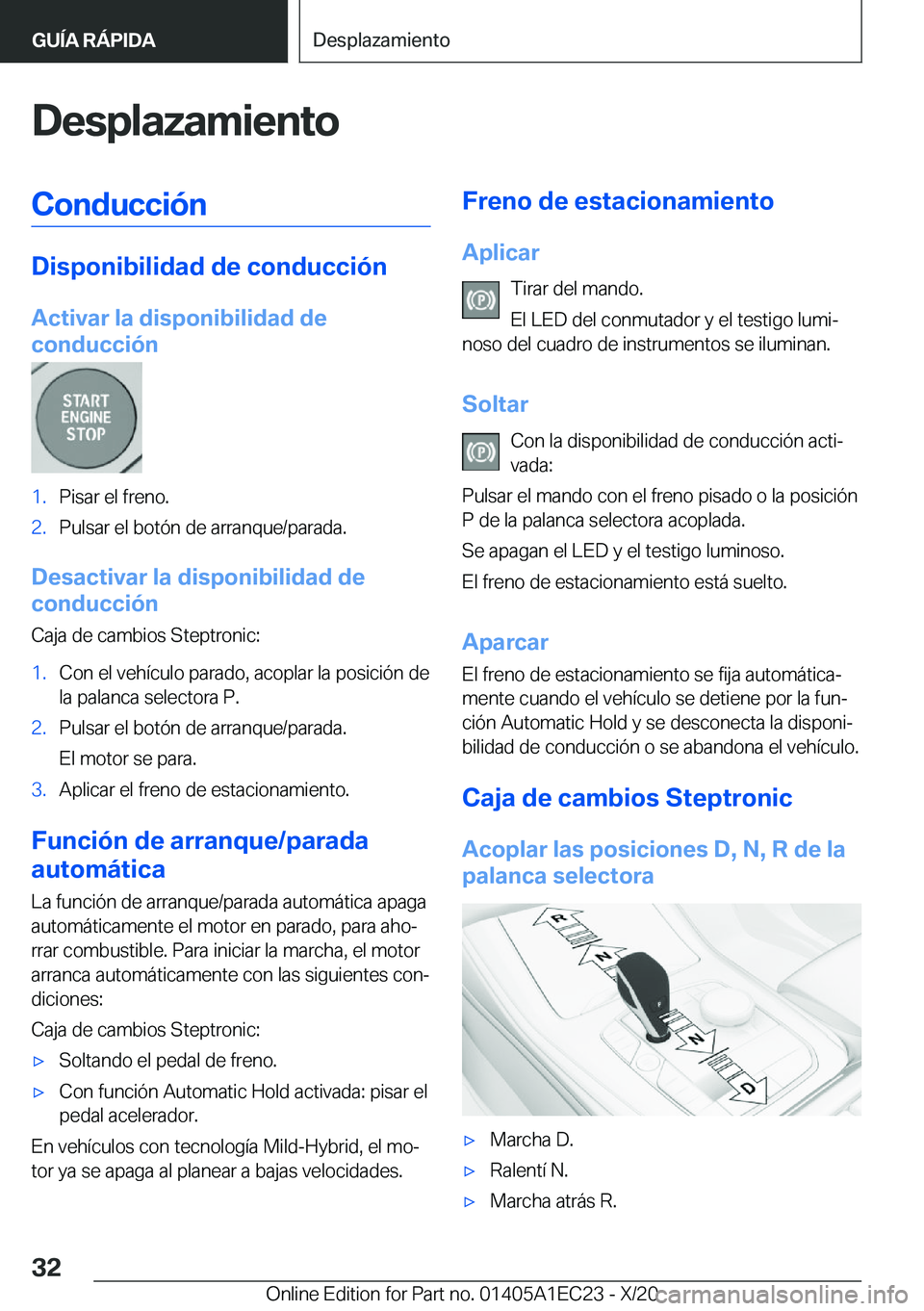 BMW 8 SERIES GRAN COUPE 2021  Manuales de Empleo (in Spanish) �D�e�s�p�l�a�z�a�m�i�e�n�t�o�C�o�n�d�u�c�c�i�