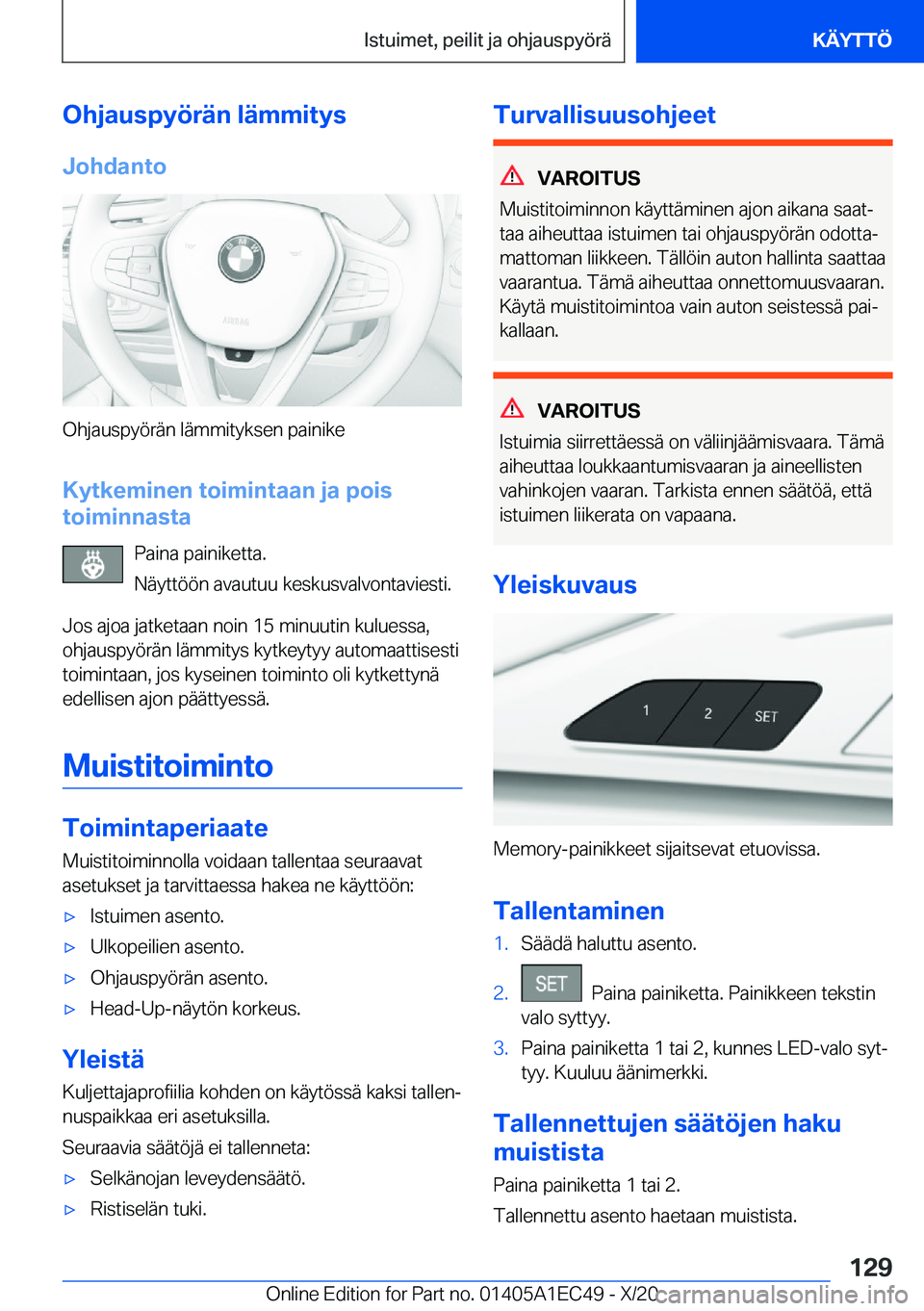 BMW 8 SERIES GRAN COUPE 2021  Omistajan Käsikirja (in Finnish) �O�h�j�a�u�s�p�y�