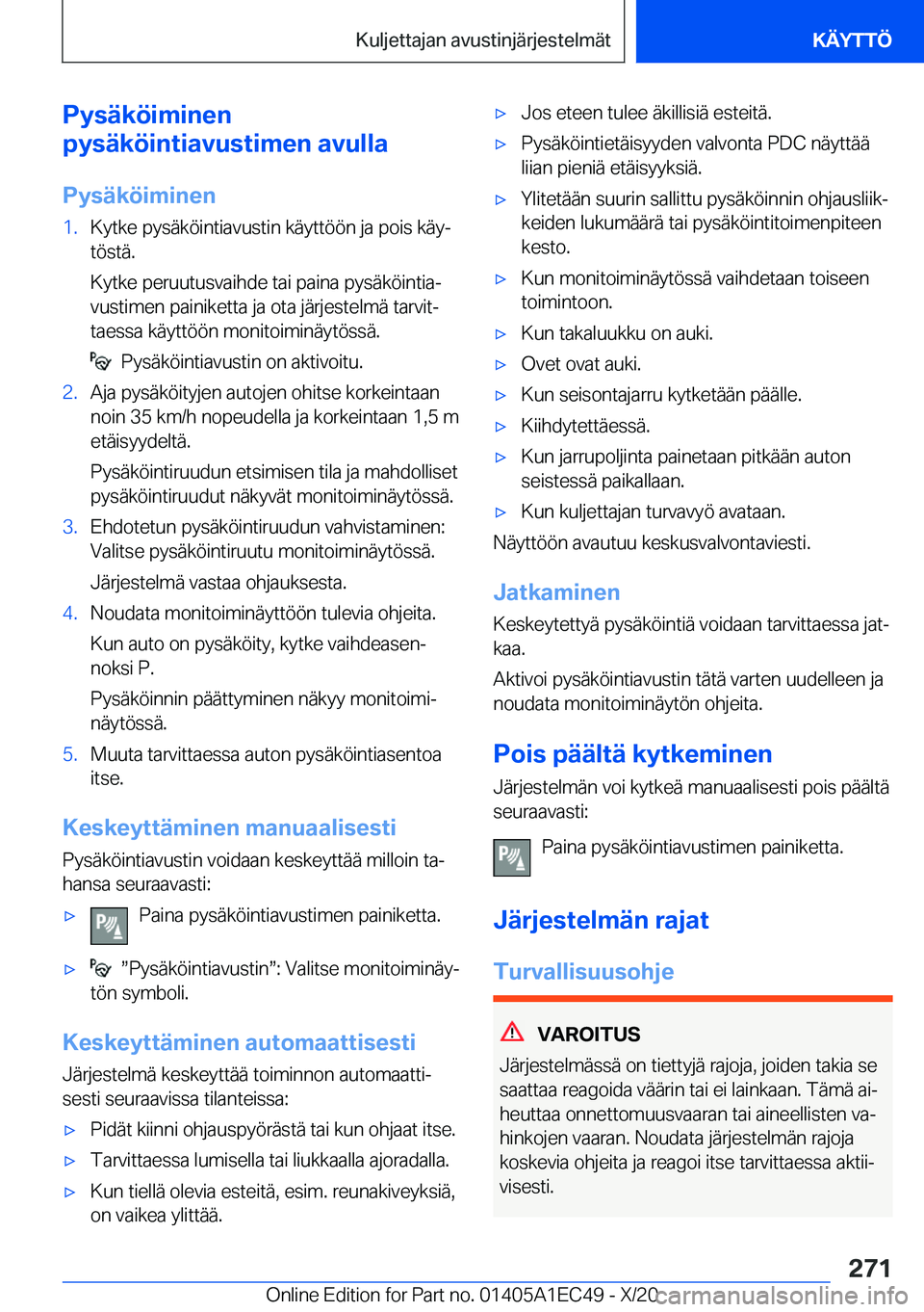 BMW 8 SERIES GRAN COUPE 2021  Omistajan Käsikirja (in Finnish) �P�y�s�