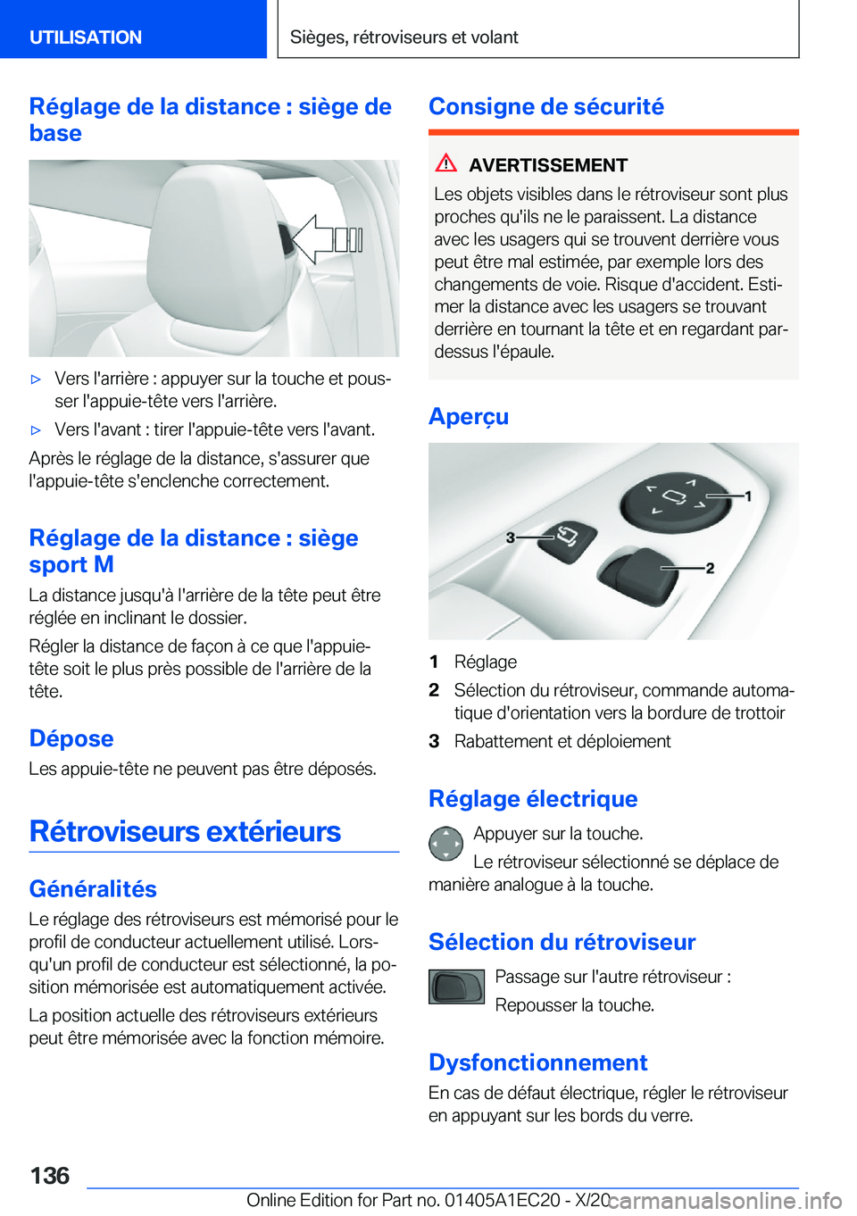BMW 8 SERIES GRAN COUPE 2021  Notices Demploi (in French) �R�é�g�l�a�g�e��d�e��l�a��d�i�s�t�a�n�c�e��:��s�i�è�g�e��d�e
�b�a�s�e'x�V�e�r�s��l�'�a�r�r�i�è�r�e��:��a�p�p�u�y�e�r��s�u�r��l�a��t�o�u�c�h�e��e�t��p�o�u�sj �s�e�r��l�'�