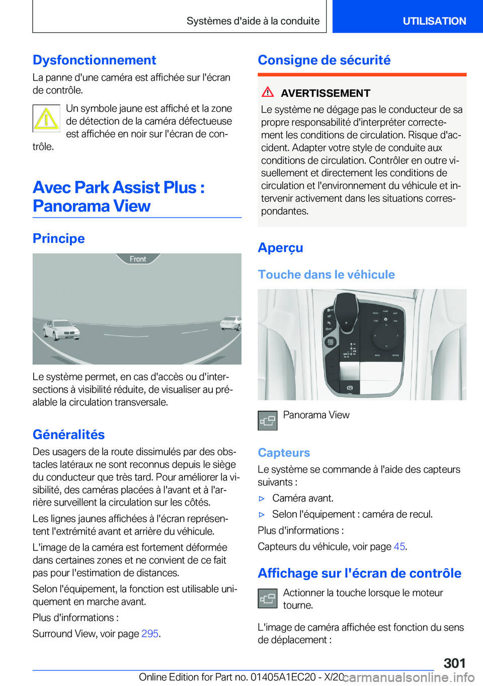 BMW 8 SERIES GRAN COUPE 2021  Notices Demploi (in French) �D�y�s�f�o�n�c�t�i�o�n�n�e�m�e�n�t
�L�a��p�a�n�n�e��d�'�u�n�e��c�a�m�é�r�a��e�s�t��a�f�f�i�c�h�é�e��s�u�r��l�'�é�c�r�a�n
�d�e��c�o�n�t�r�