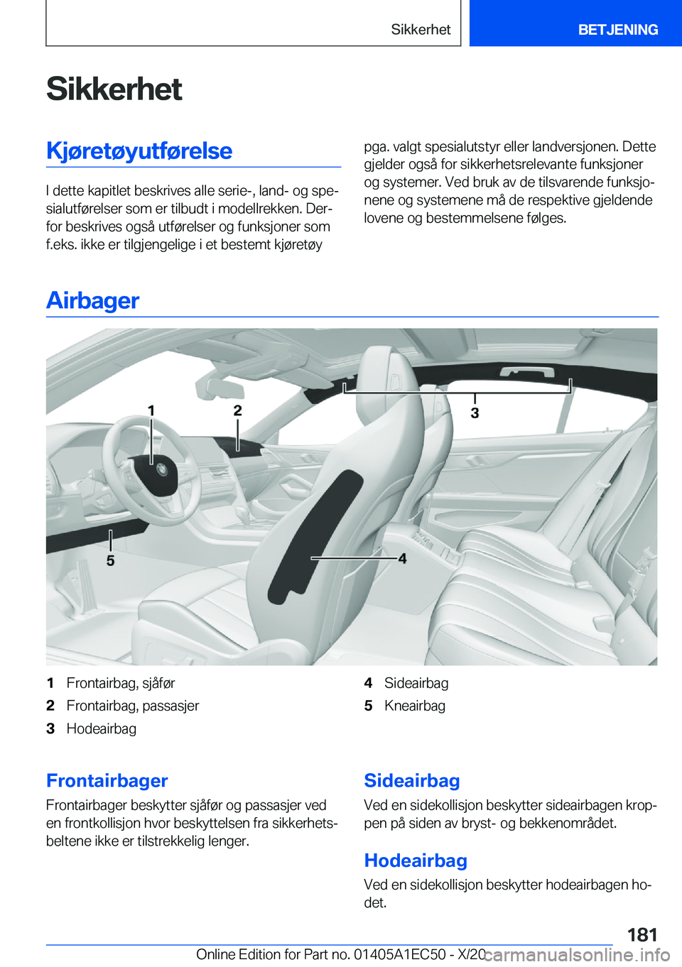 BMW 8 SERIES GRAN COUPE 2021  InstruksjonsbØker (in Norwegian) �S�i�k�k�e�r�h�e�t�K�j�