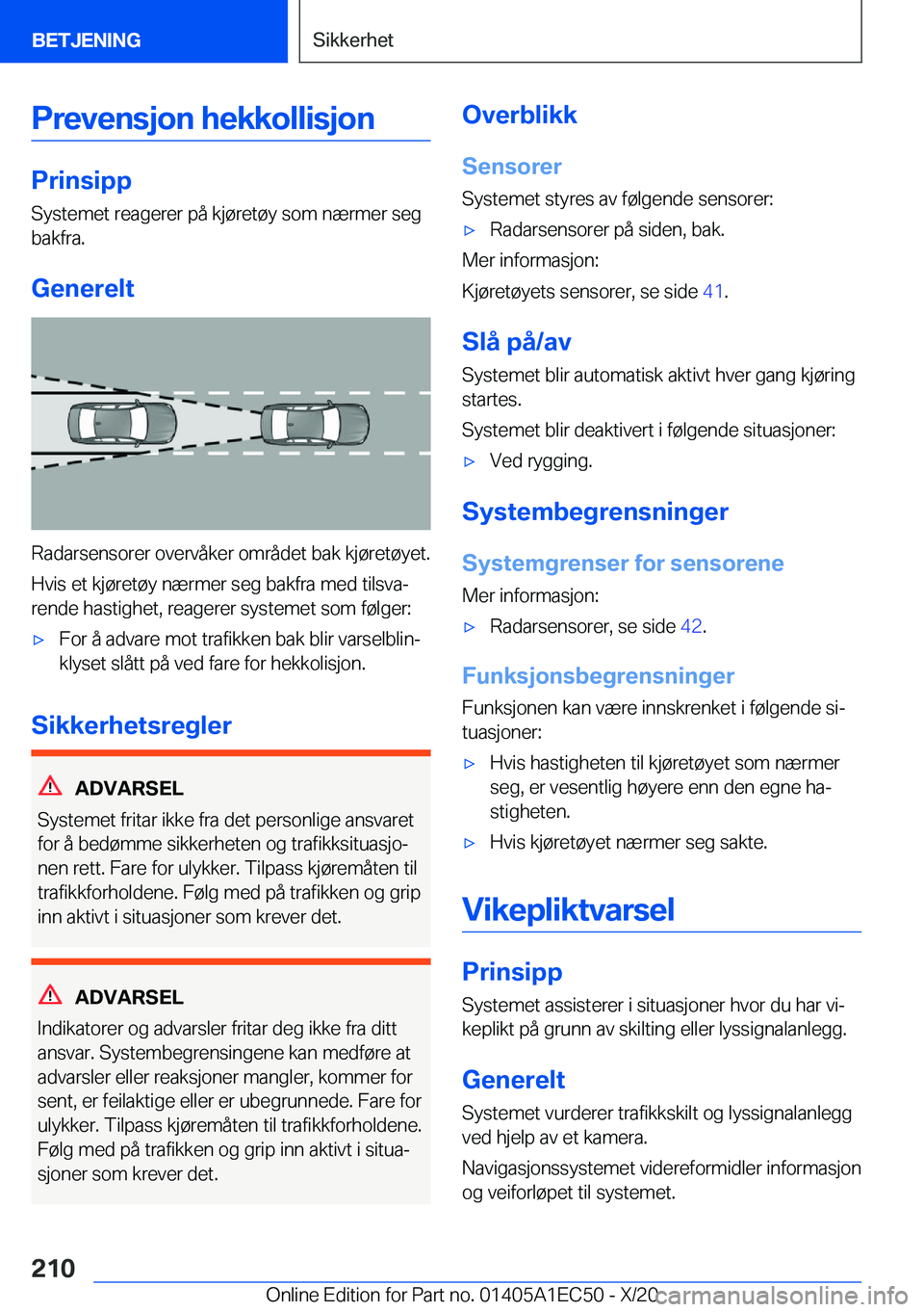 BMW 8 SERIES GRAN COUPE 2021  InstruksjonsbØker (in Norwegian) �P�r�e�v�e�n�s�j�o�n��h�e�k�k�o�l�l�i�s�j�o�n
�P�r�i�n�s�i�p�p
�S�y�s�t�e�m�e�t��r�e�a�g�e�r�e�r��p�å��k�j�