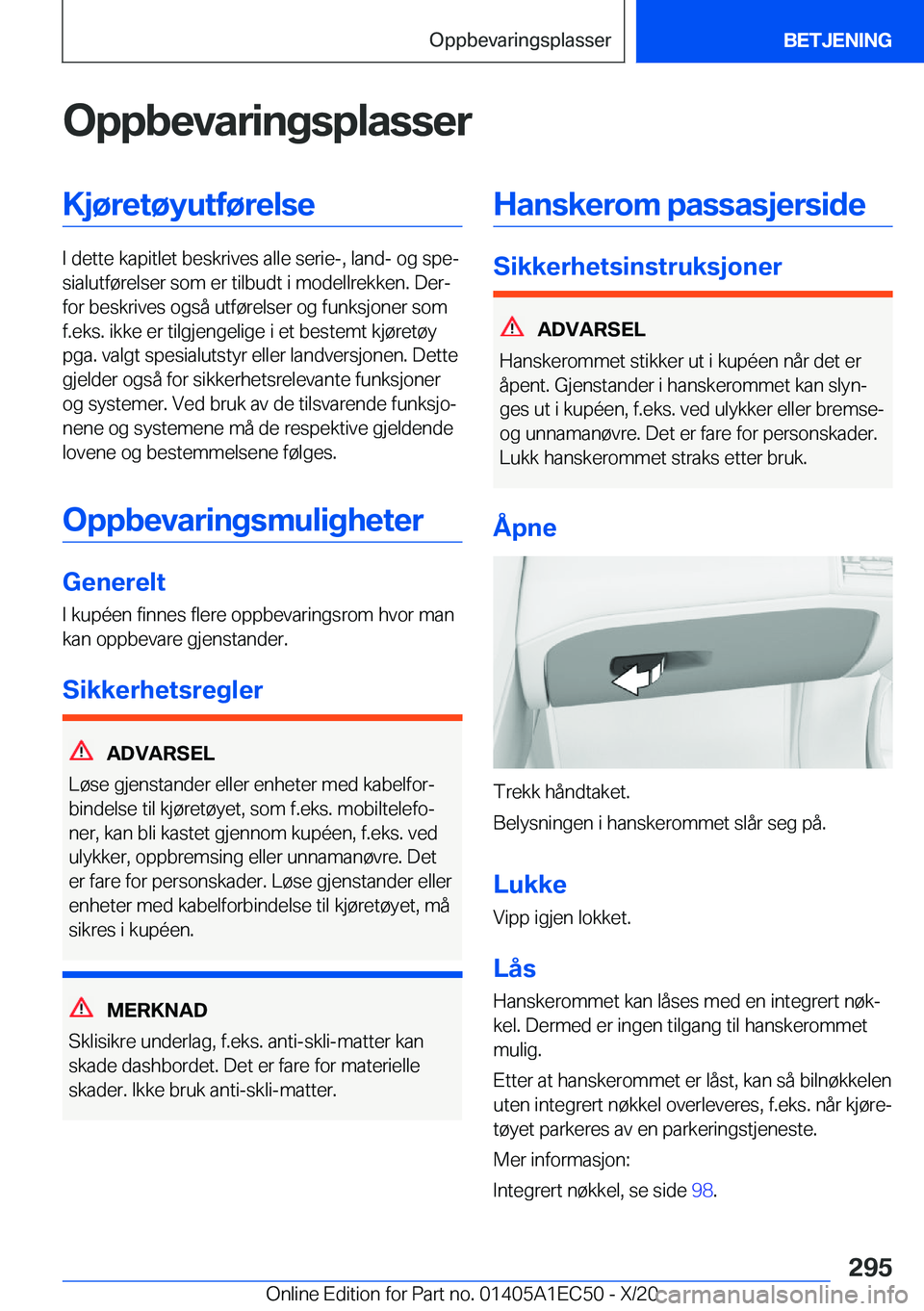 BMW 8 SERIES GRAN COUPE 2021  InstruksjonsbØker (in Norwegian) �O�p�p�b�e�v�a�r�i�n�g�s�p�l�a�s�s�e�r�K�j�
