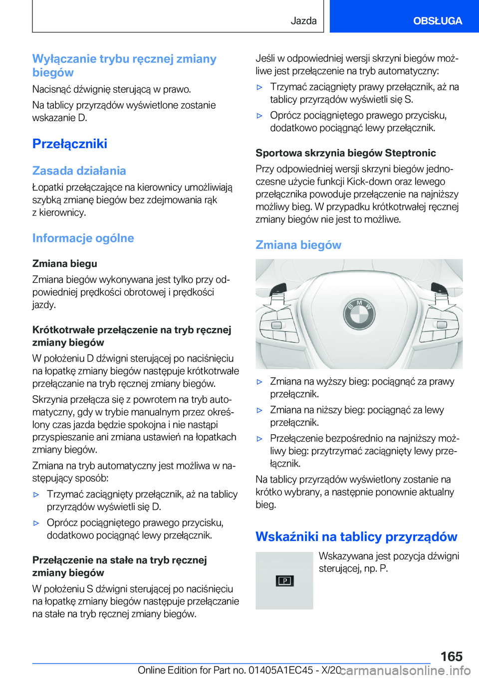 BMW 8 SERIES GRAN COUPE 2021  Instrukcja obsługi (in Polish) �W�y�ł�ą�c�z�a�n�i�e��t�r�y�b�u��r�