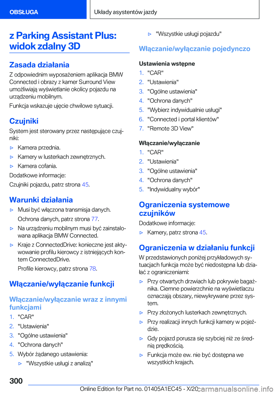 BMW 8 SERIES GRAN COUPE 2021  Instrukcja obsługi (in Polish) �z��P�a�r�k�i�n�g��A�s�s�i�s�t�a�n�t��P�l�u�s�:�w�i�d�o�k��z�d�a�l�n�y��3�D
�Z�a�s�a�d�a��d�z�i�a�ł�a�n�i�a
�Z��o�d�p�o�w�i�e�d�n�i�m��w�y�p�o�s�a9�e�n�i�e�m��a�p�l�i�k�a�c�j�a��B�M�W
�C�o