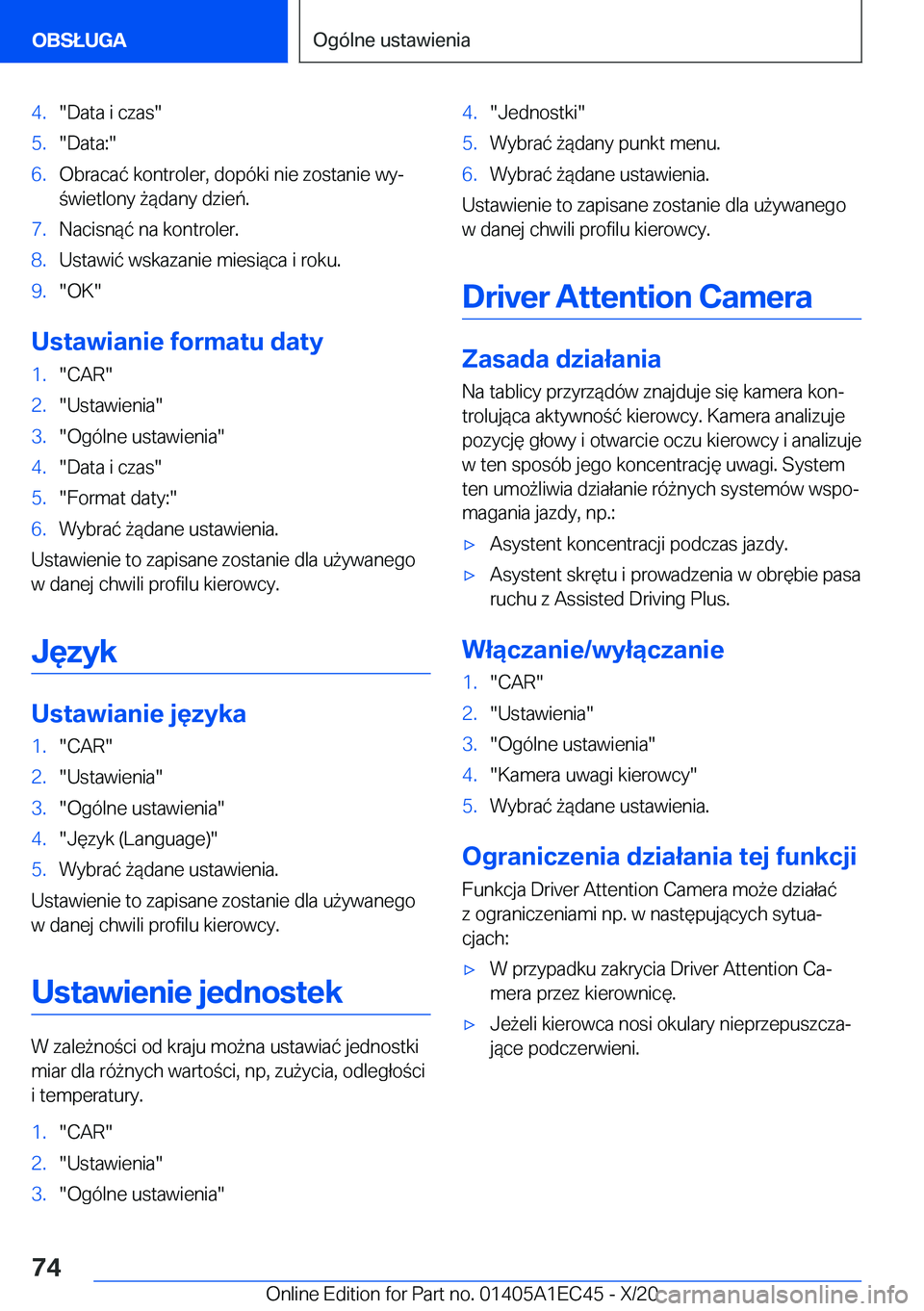 BMW 8 SERIES GRAN COUPE 2021  Instrukcja obsługi (in Polish) �4�.��D�a�t�a��i��c�z�a�s��5�.��D�a�t�a�:��6�.�O�b�r�a�c�a�