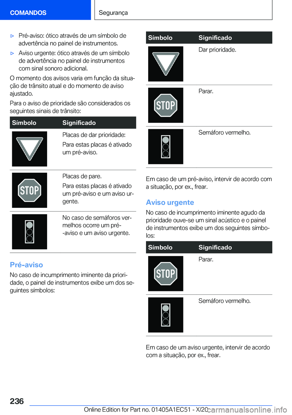 BMW 8 SERIES GRAN COUPE 2021  Manual do condutor (in Portuguese) x�P�r�é�-�a�v�i�s�o�:��ó�t�i�c�o��a�t�r�a�v�é�s��d�e��u�m��s�