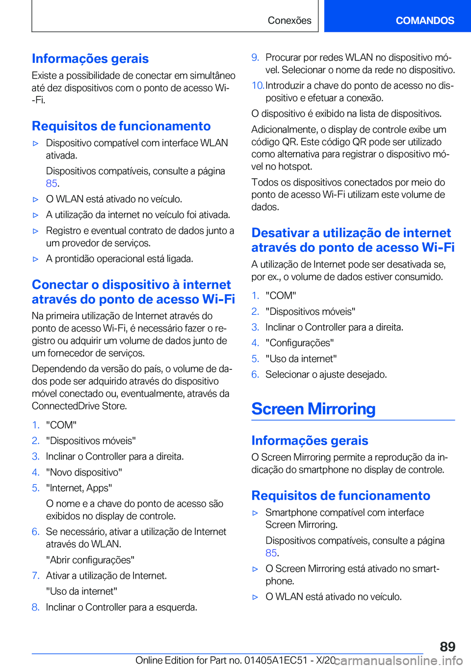 BMW 8 SERIES GRAN COUPE 2021  Manual do condutor (in Portuguese) �I�n�f�o�r�m�a�