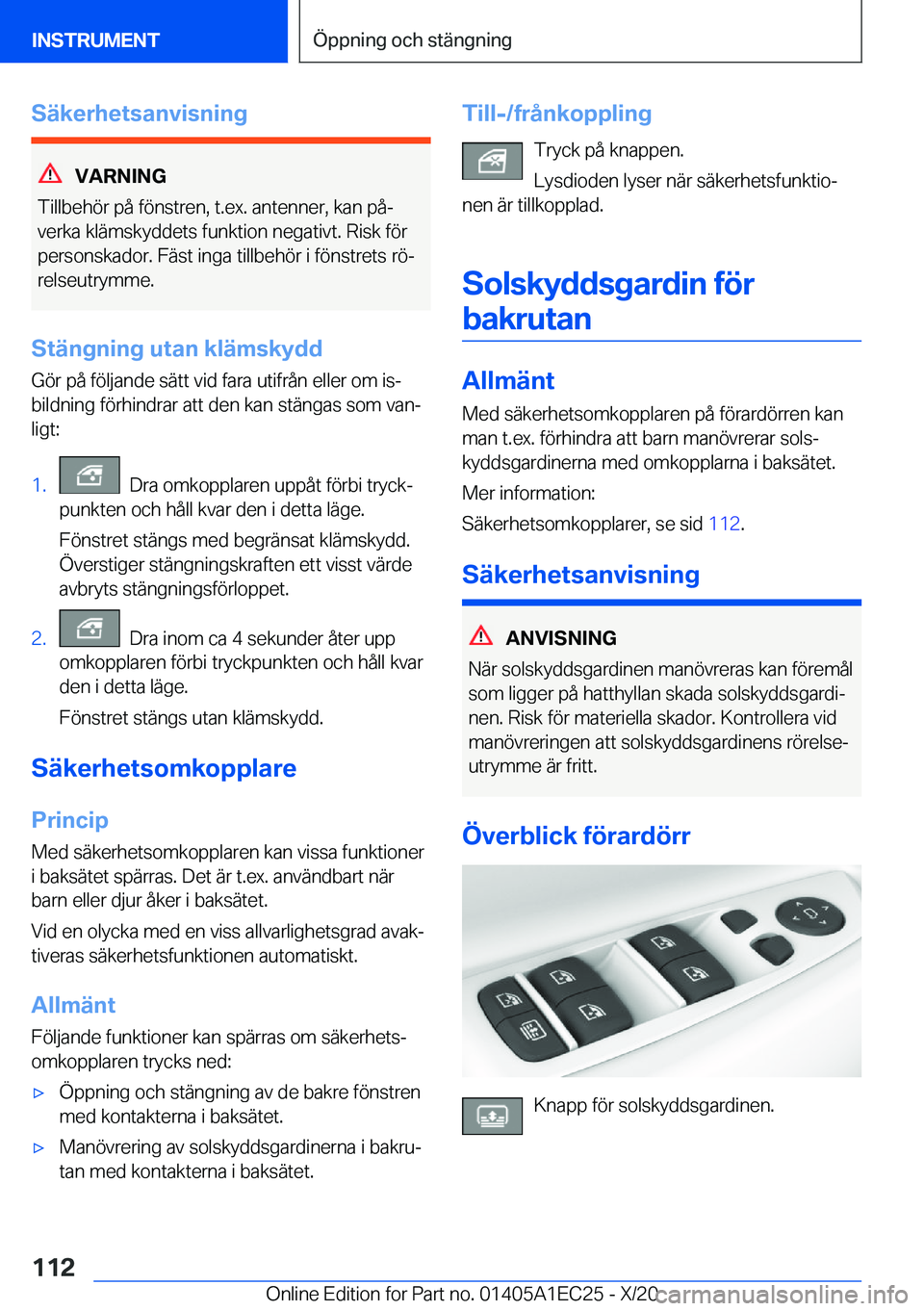BMW 8 SERIES GRAN COUPE 2021  InstruktionsbÖcker (in Swedish) �S�ä�k�e�r�h�e�t�s�a�n�v�i�s�n�i�n�g
�V�A�R�N�I�N�G
�T�i�l�l�b�e�h�