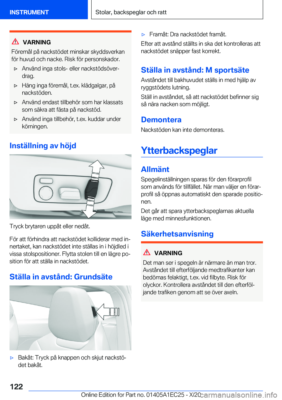 BMW 8 SERIES GRAN COUPE 2021  InstruktionsbÖcker (in Swedish) �V�A�R�N�I�N�G
�F�