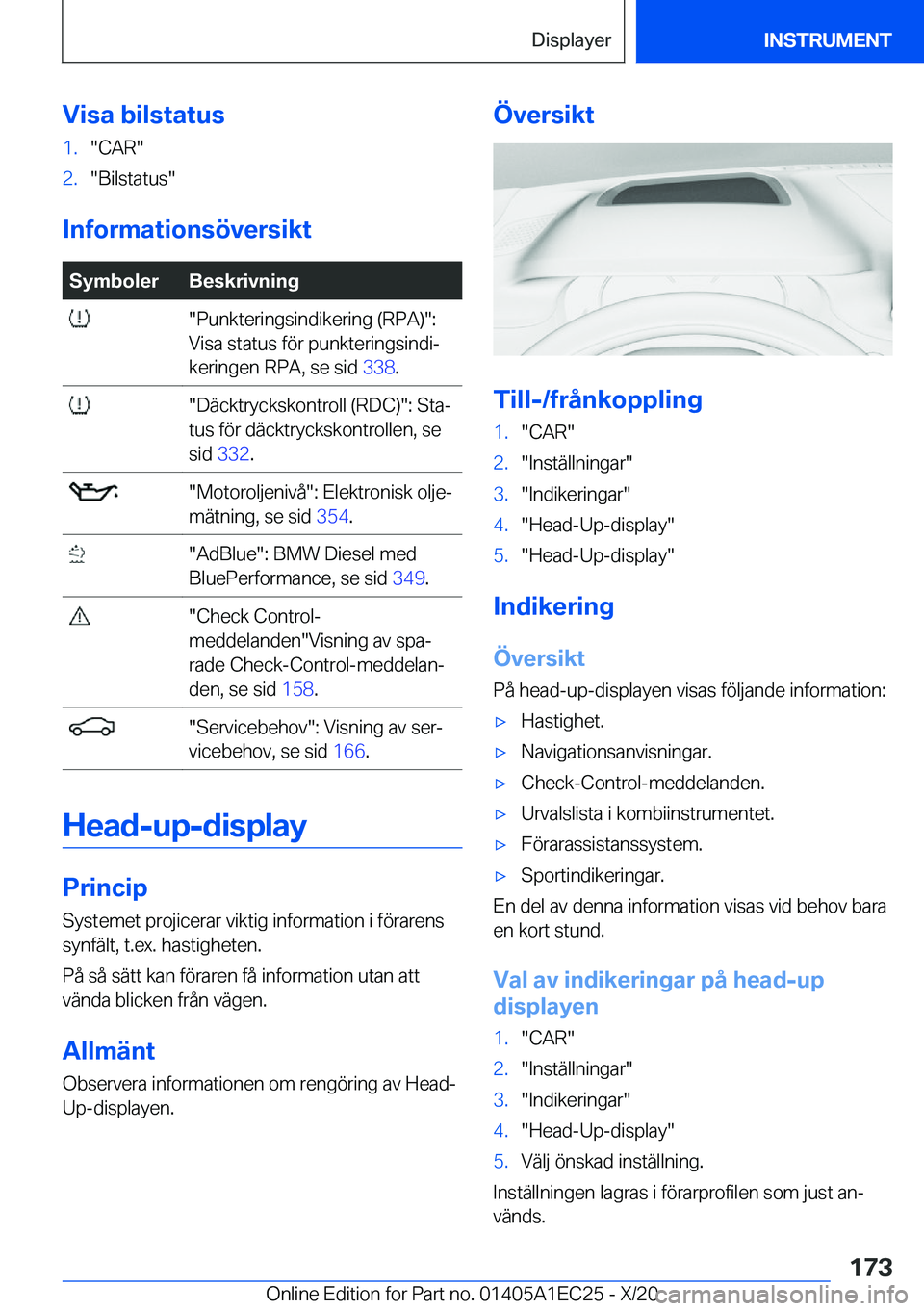 BMW 8 SERIES GRAN COUPE 2021  InstruktionsbÖcker (in Swedish) �V�i�s�a��b�i�l�s�t�a�t�u�s�1�.��C�A�R��2�.��B�i�l�s�t�a�t�u�s�
�I�n�f�o�r�m�a�t�i�o�n�s�
