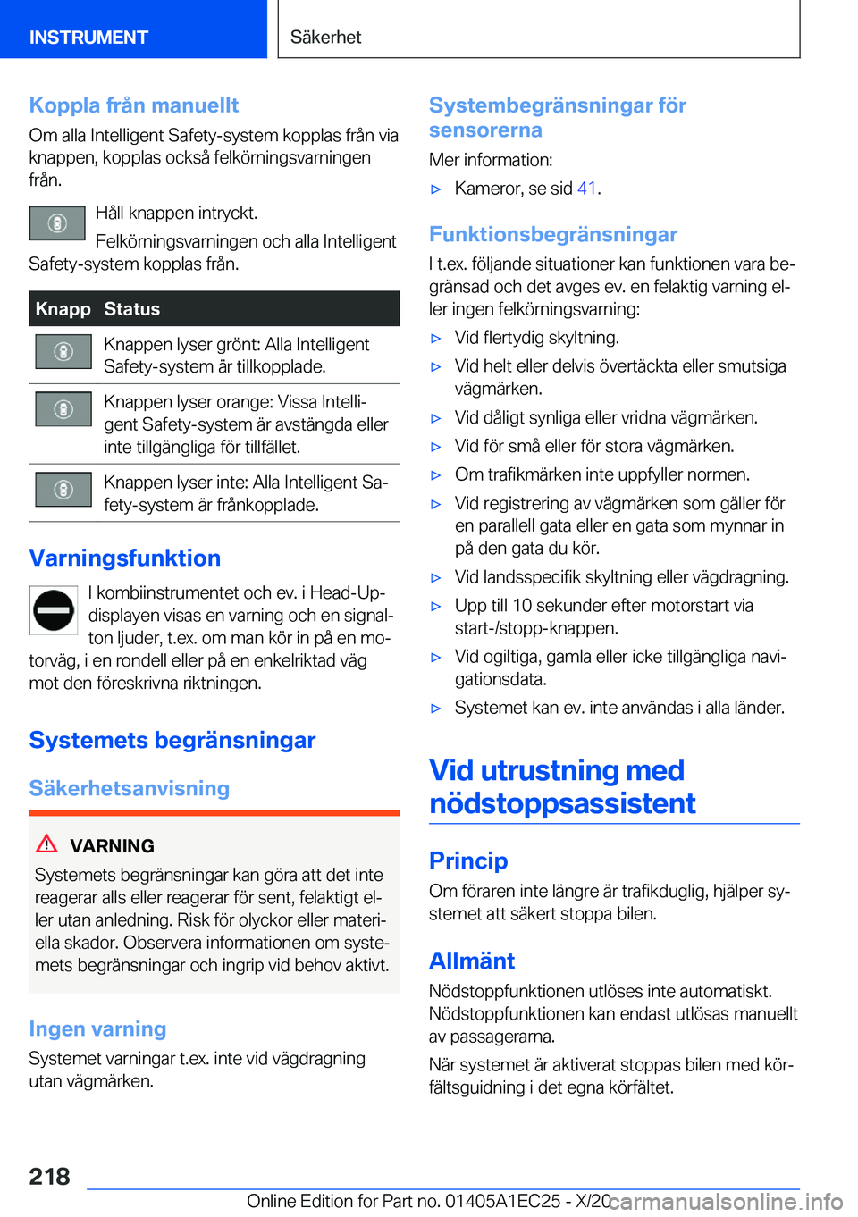 BMW 8 SERIES GRAN COUPE 2021  InstruktionsbÖcker (in Swedish) �K�o�p�p�l�a��f�r�å�n��m�a�n�u�e�l�l�t
�O�m��a�l�l�a��I�n�t�e�l�l�i�g�e�n�t��S�a�f�e�t�y�-�s�y�s�t�e�m��k�o�p�p�l�a�s��f�r�å�n��v�i�a
�k�n�a�p�p�e�n�,��k�o�p�p�l�a�s��o�c�k�s�å��f�e�l�k�