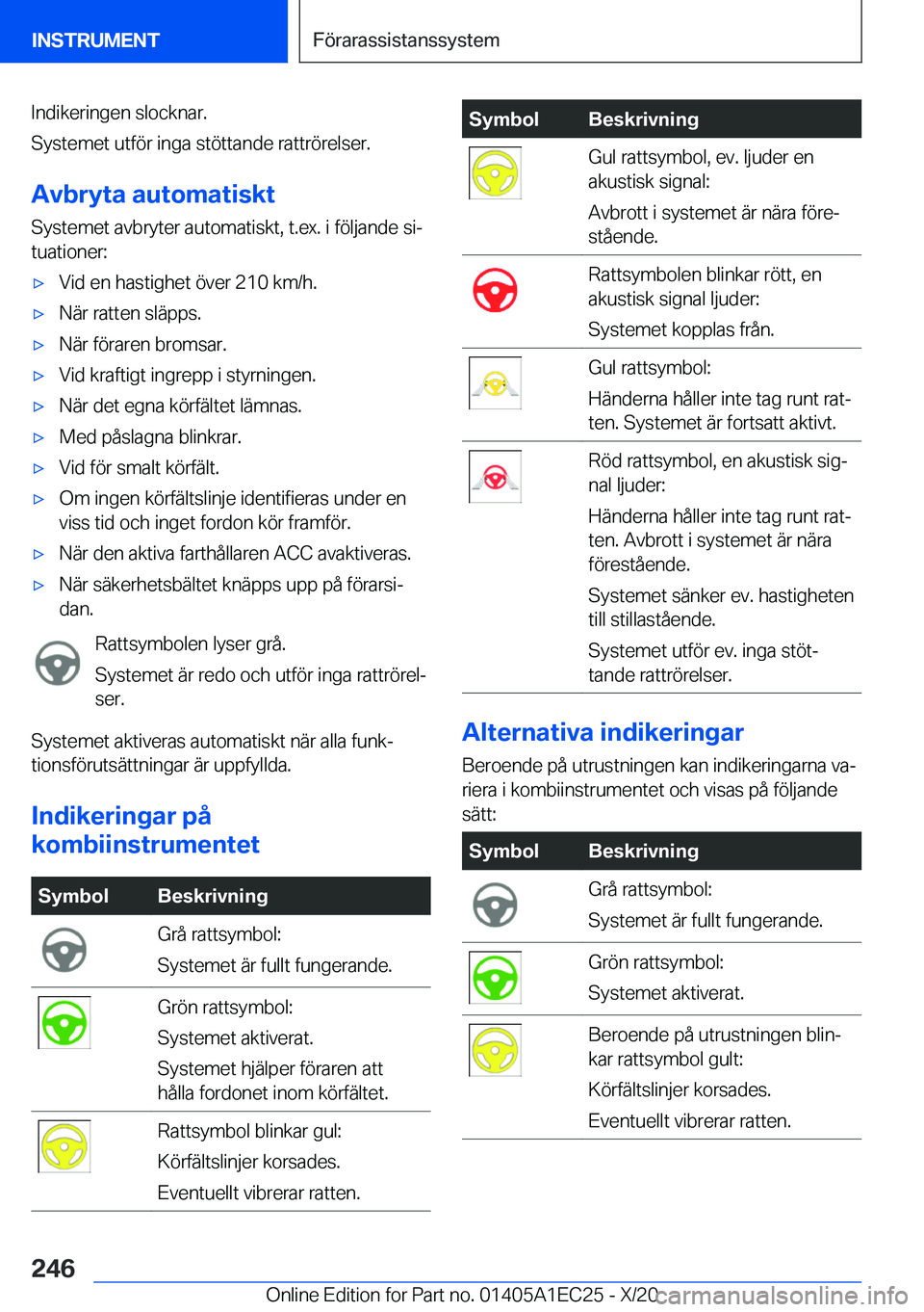 BMW 8 SERIES GRAN COUPE 2021  InstruktionsbÖcker (in Swedish) �I�n�d�i�k�e�r�i�n�g�e�n��s�l�o�c�k�n�a�r�.
�S�y�s�t�e�m�e�t��u�t�f�