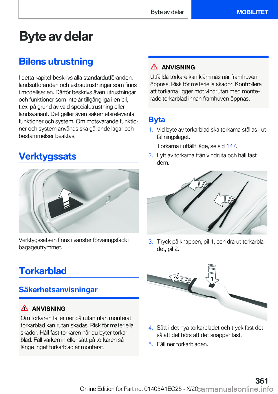 BMW 8 SERIES GRAN COUPE 2021  InstruktionsbÖcker (in Swedish) �B�y�t�e��a�v��d�e�l�a�r�B�i�l�e�n�s��u�t�r�u�s�t�n�i�n�g
�I��d�e�t�t�a��k�a�p�i�t�e�l��b�e�s�k�r�i�v�s��a�l�l�a��s�t�a�n�d�a�r�d�u�t�f�