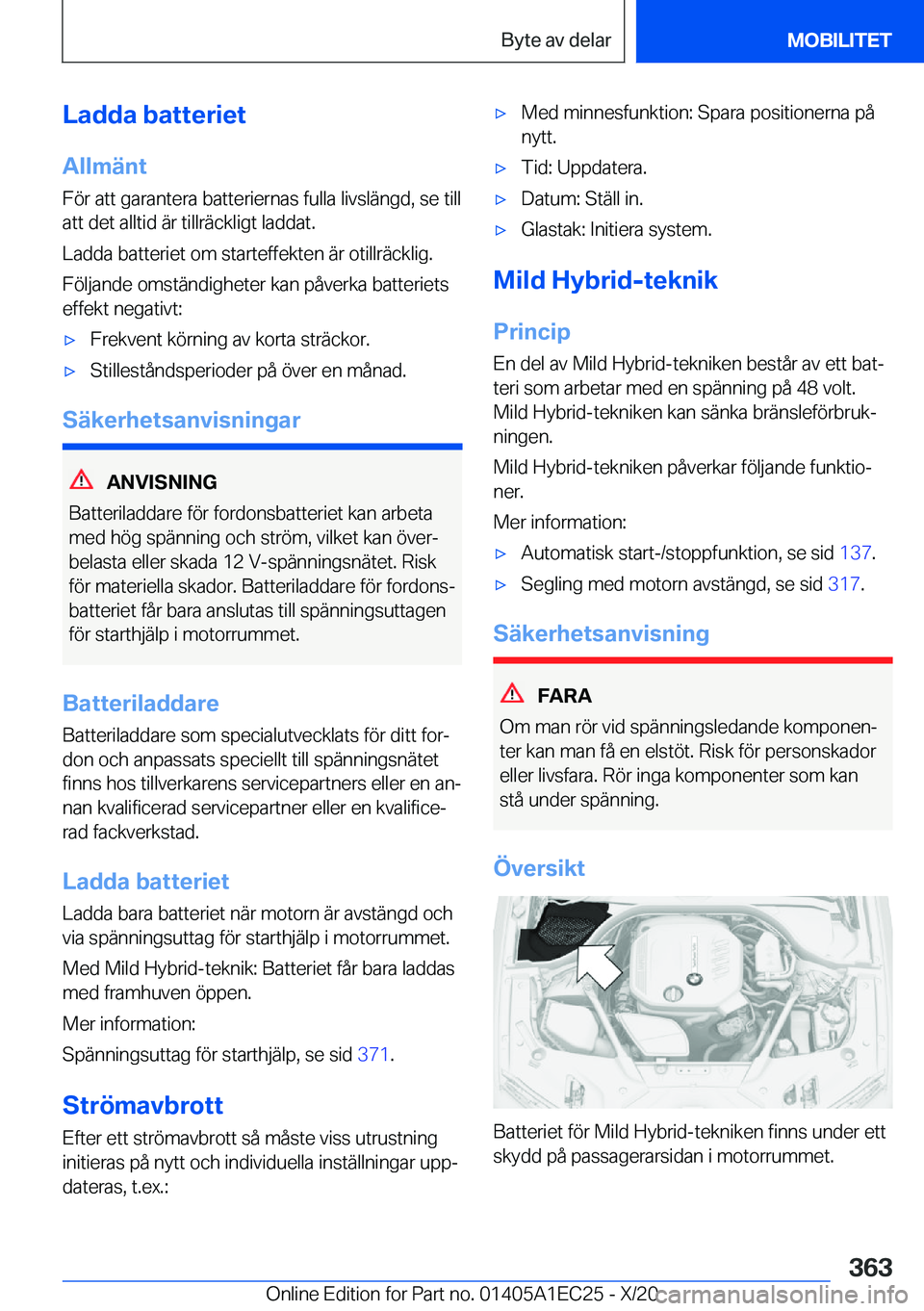 BMW 8 SERIES GRAN COUPE 2021  InstruktionsbÖcker (in Swedish) �L�a�d�d�a��b�a�t�t�e�r�i�e�t
�A�l�l�m�ä�n�t �F�