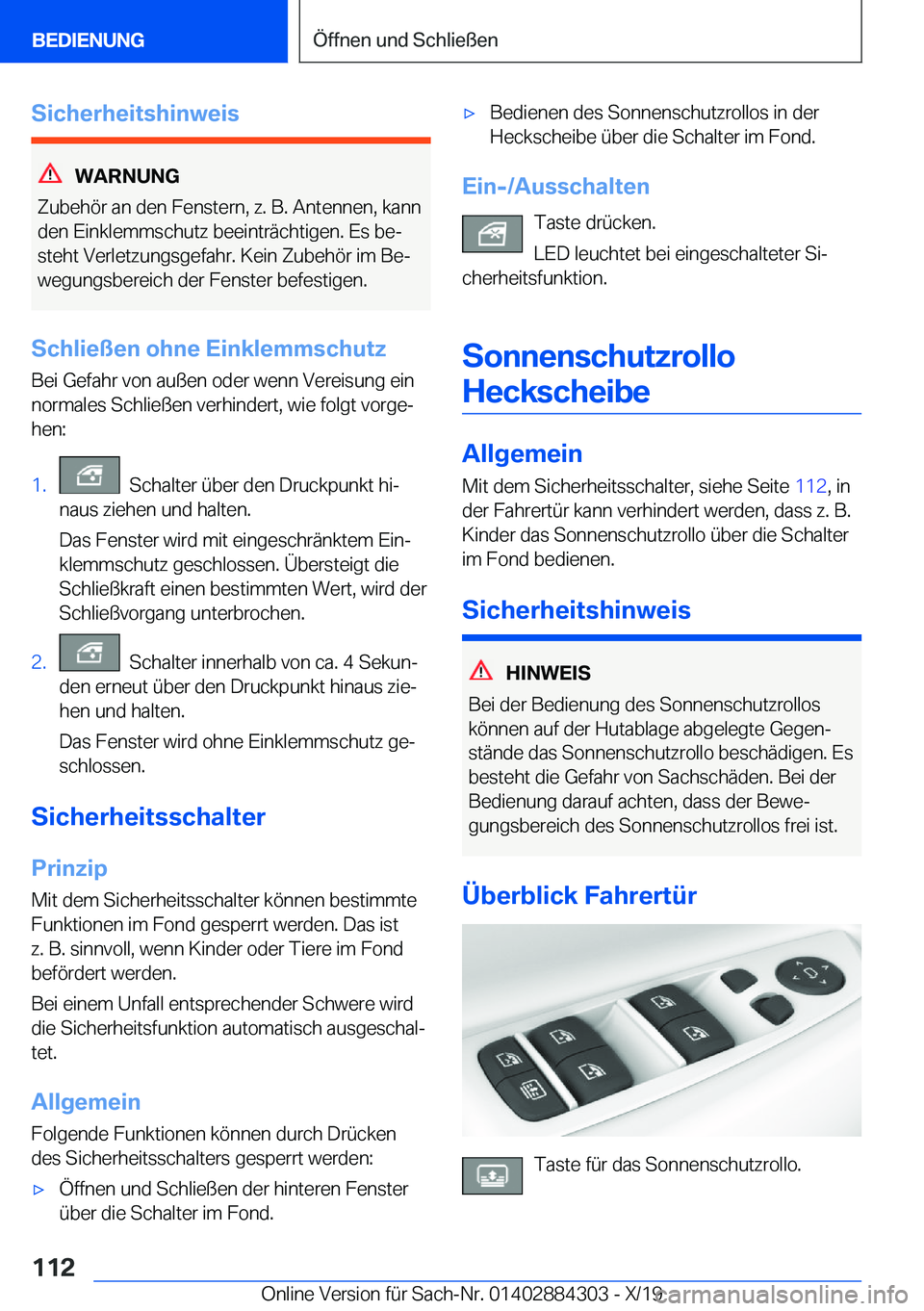 BMW 8 SERIES GRAN COUPE 2020  Betriebsanleitungen (in German) �S�i�c�h�e�r�h�e�i�t�s�h�i�n�w�e�i�s
�W�A�R�N�U�N�G
�Z�u�b�e�h�
