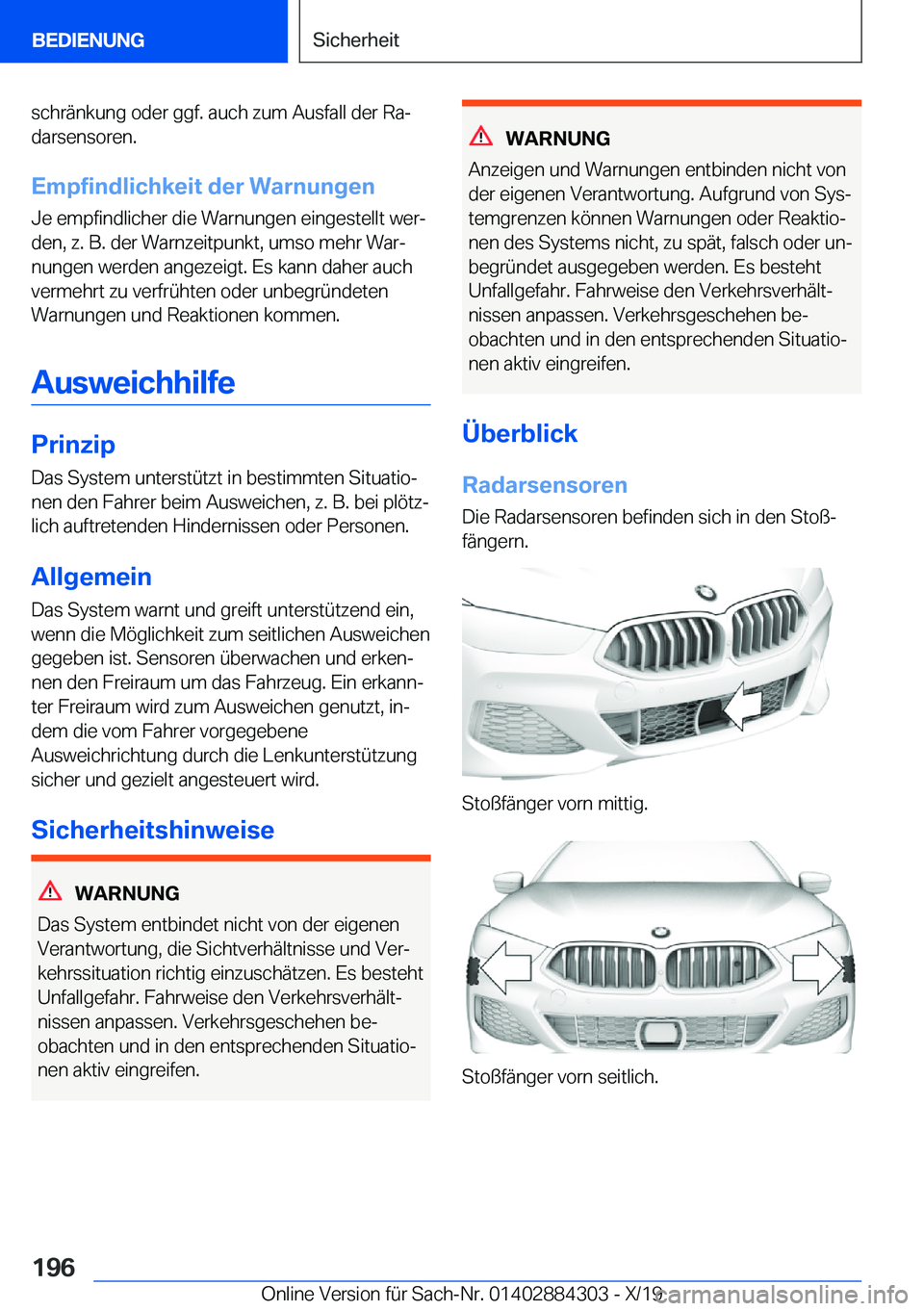 BMW 8 SERIES GRAN COUPE 2020  Betriebsanleitungen (in German) �s�c�h�r�