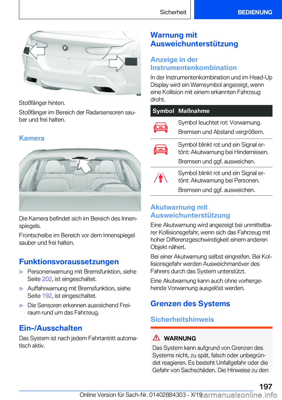 BMW 8 SERIES GRAN COUPE 2020  Betriebsanleitungen (in German) �S�t�o�