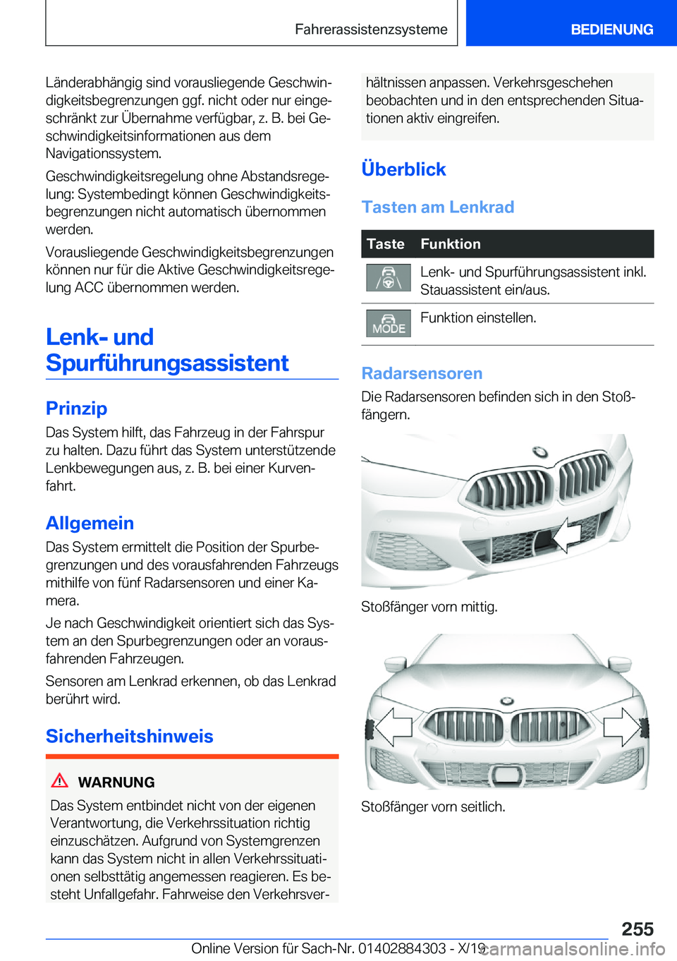 BMW 8 SERIES GRAN COUPE 2020  Betriebsanleitungen (in German) �L�