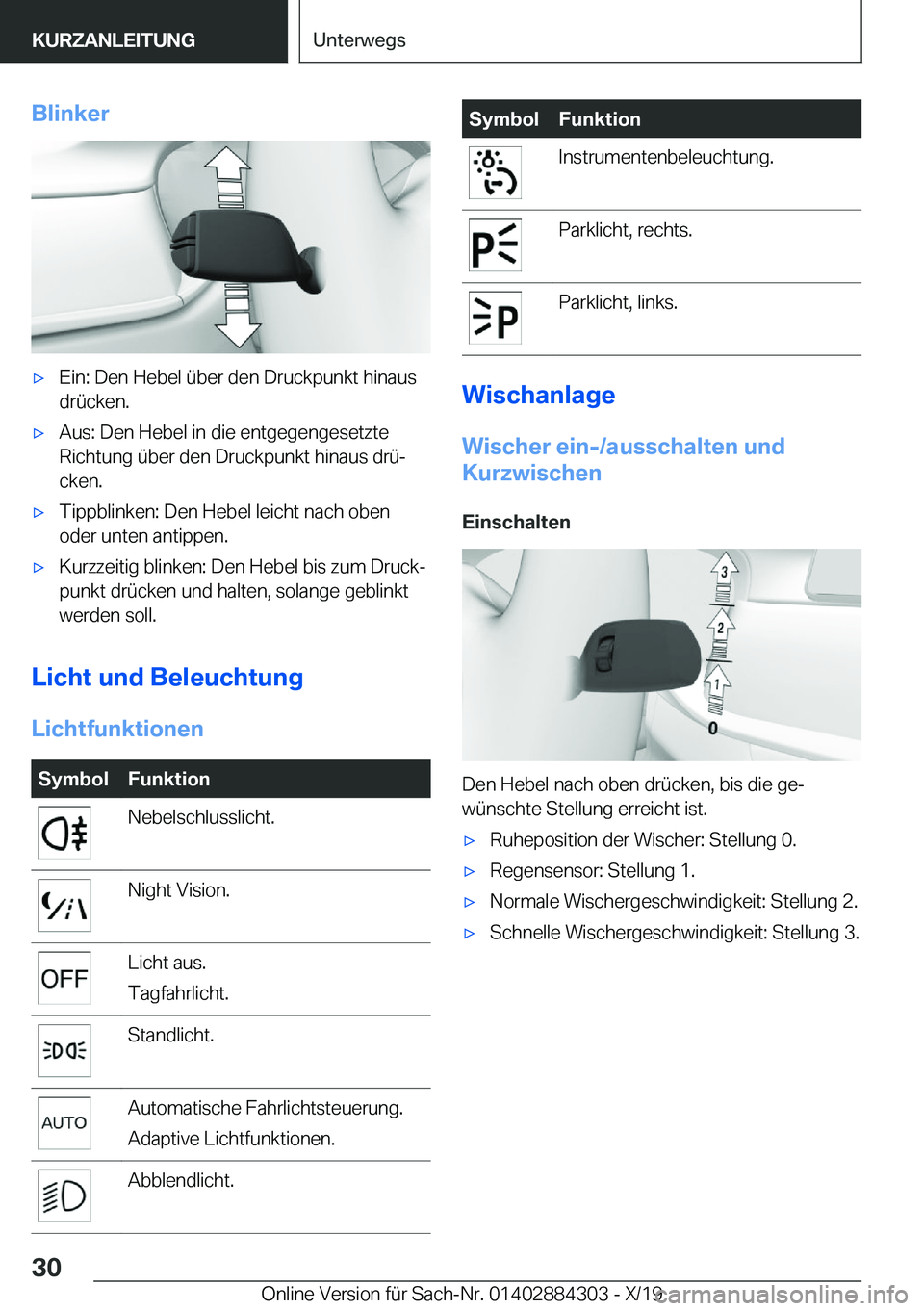 BMW 8 SERIES GRAN COUPE 2020  Betriebsanleitungen (in German) �B�l�i�n�k�e�rx�E�i�n�:��D�e�n��H�e�b�e�l��