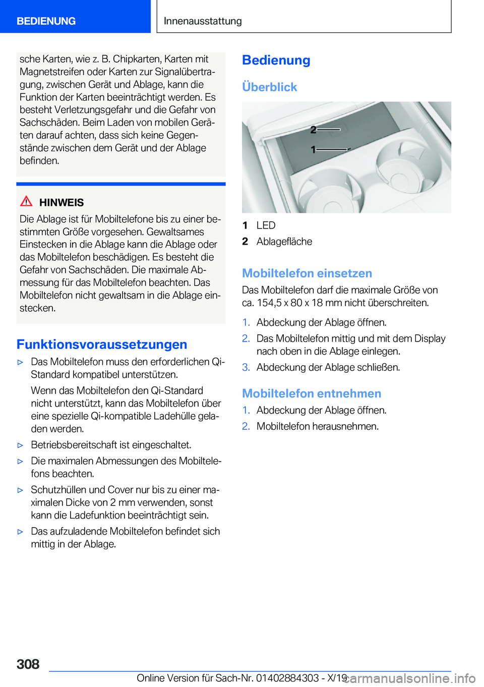 BMW 8 SERIES GRAN COUPE 2020  Betriebsanleitungen (in German) �s�c�h�e��K�a�r�t�e�n�,��w�i�e��z�.��B�.��C�h�i�p�k�a�r�t�e�n�,��K�a�r�t�e�n��m�i�t�M�a�g�n�e�t�s�t�r�e�i�f�e�n��o�d�e�r��K�a�r�t�e�n��z�u�r��S�i�g�n�a�l�