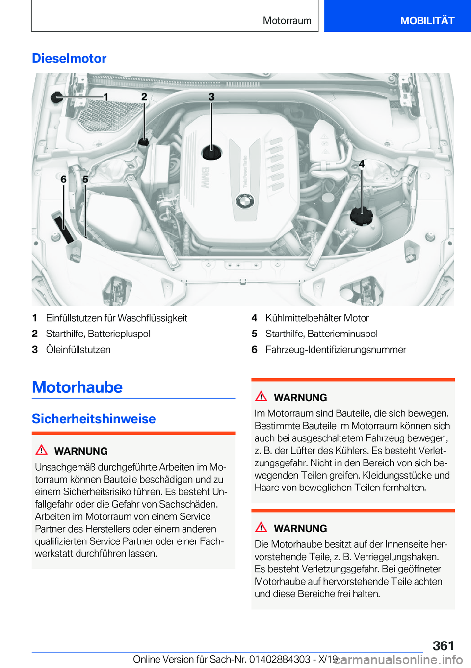 BMW 8 SERIES GRAN COUPE 2020  Betriebsanleitungen (in German) �D�i�e�s�e�l�m�o�t�o�r�1�E�i�n�f�