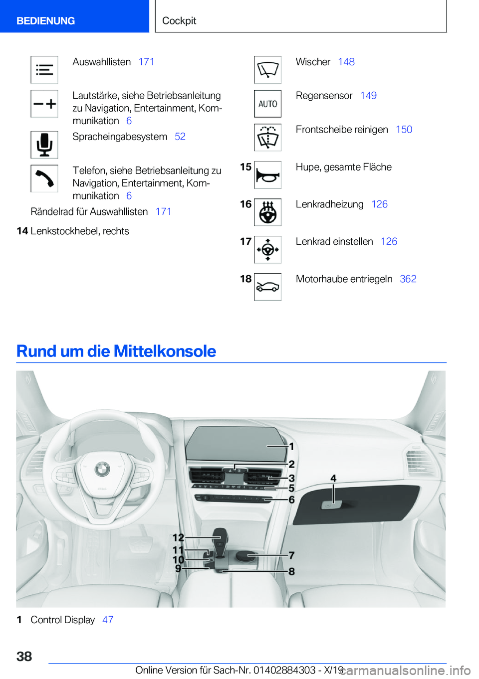 BMW 8 SERIES GRAN COUPE 2020  Betriebsanleitungen (in German) �A�u�s�w�a�h�l�l�i�s�t�e�n\_�1�7�1�L�a�u�t�s�t�