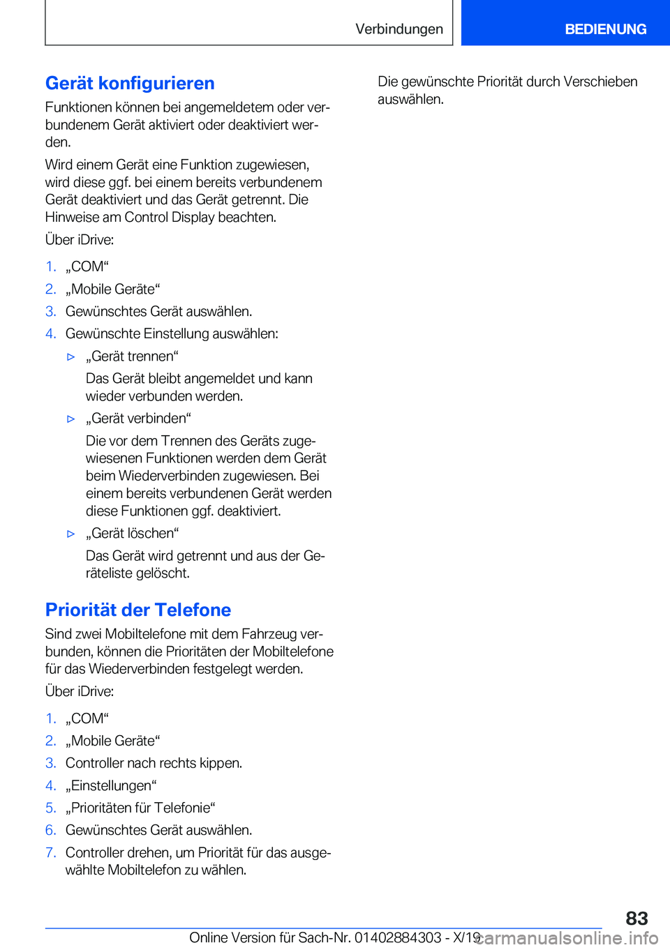 BMW 8 SERIES GRAN COUPE 2020  Betriebsanleitungen (in German) �G�e�r�