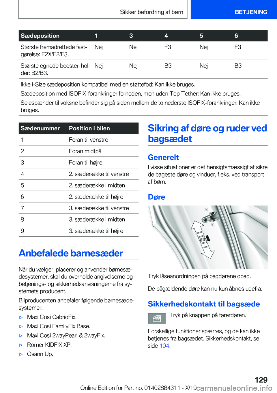 BMW 8 SERIES GRAN COUPE 2020  InstruktionsbØger (in Danish) �S�æ�d�e�p�o�s�i�t�i�o�n�1�3�4�5�6�S�t�
