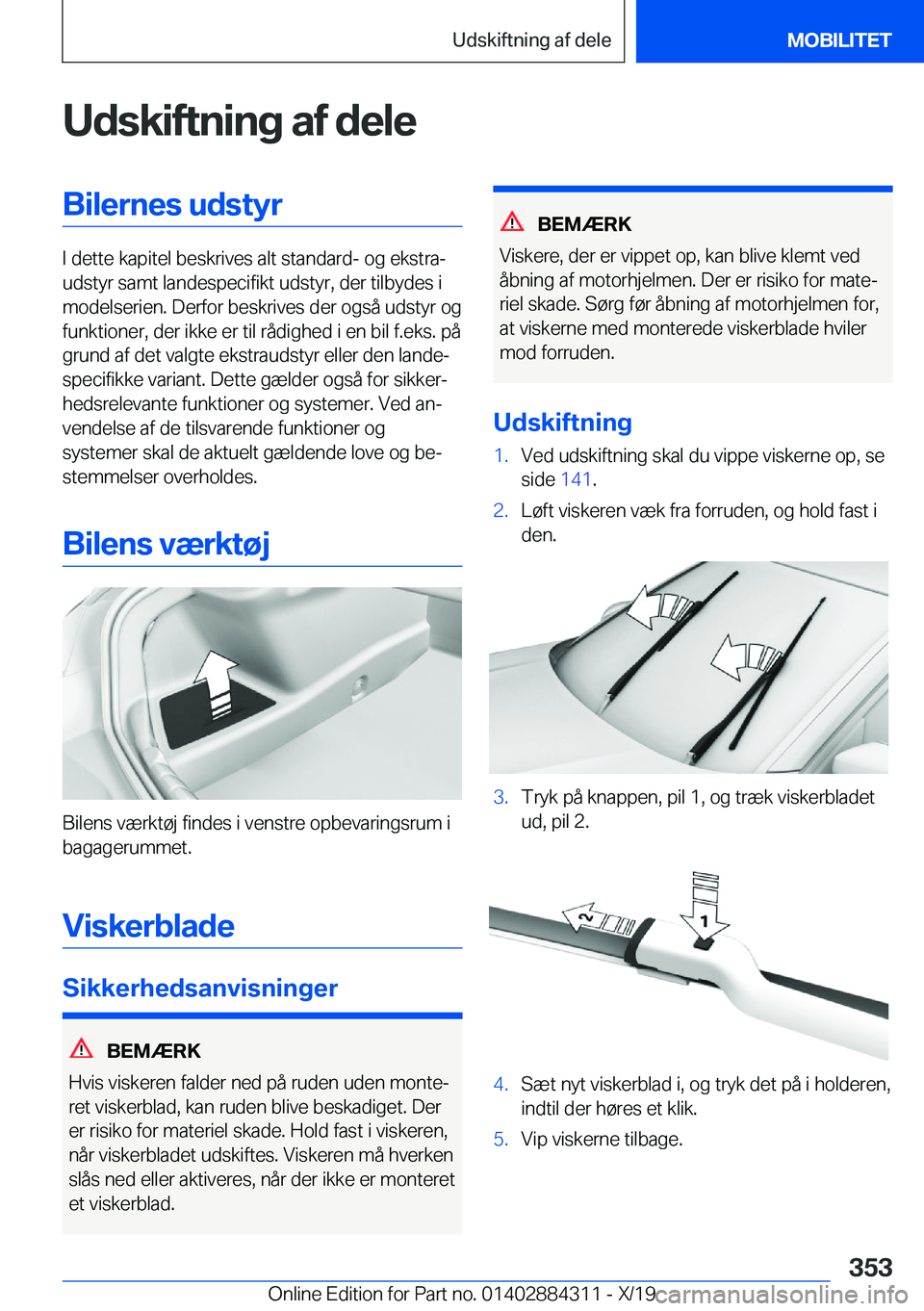 BMW 8 SERIES GRAN COUPE 2020  InstruktionsbØger (in Danish) �U�d�s�k�i�f�t�n�i�n�g��a�f��d�e�l�e�B�i�l�e�r�n�e�s��u�d�s�t�y�r
�I��d�e�t�t�e��k�a�p�i�t�e�l��b�e�s�k�r�i�v�e�s��a�l�t��s�t�a�n�d�a�r�d�-��o�g��e�k�s�t�r�aj
�u�d�s�t�y�r��s�a�m�t��l�a�n