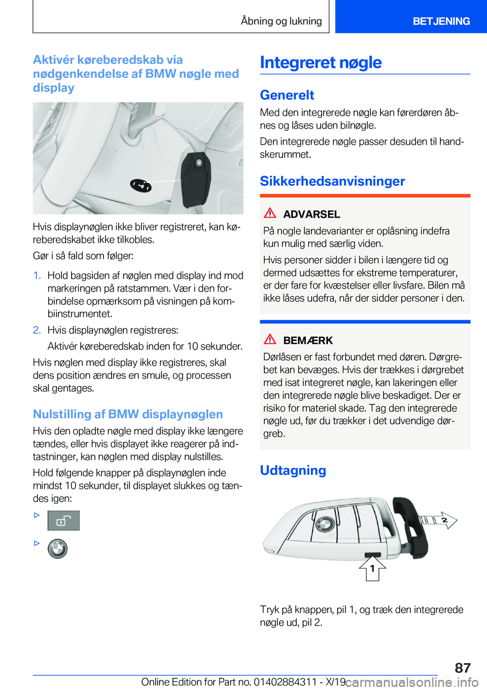 BMW 8 SERIES GRAN COUPE 2020  InstruktionsbØger (in Danish) �A�k�t�i�v�