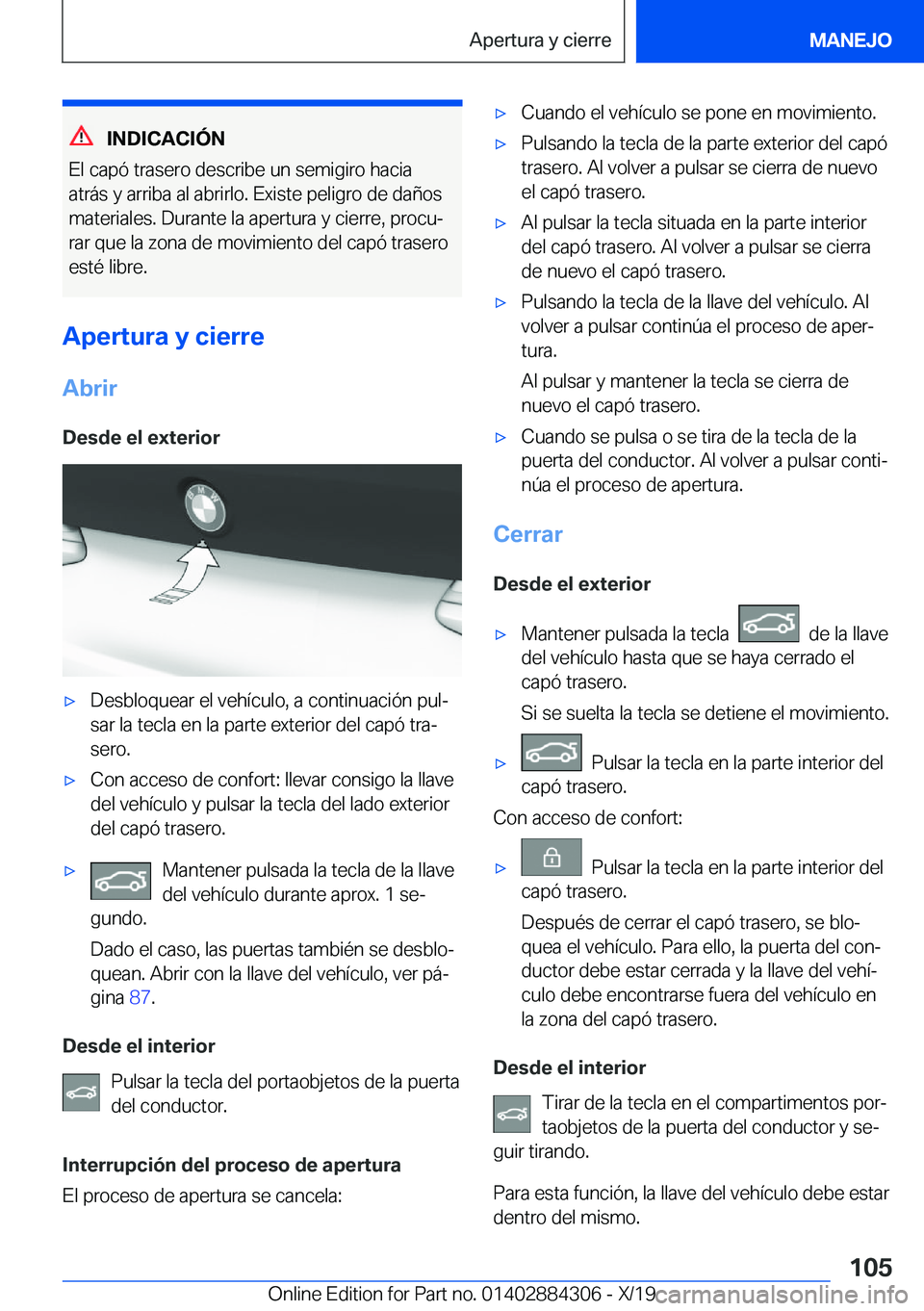 BMW 8 SERIES GRAN COUPE 2020  Manuales de Empleo (in Spanish) �I�N�D�I�C�A�C�I�