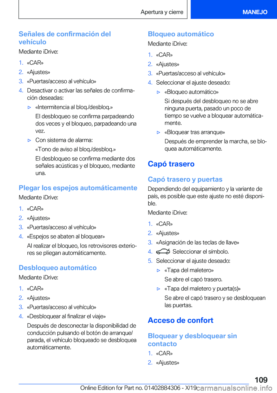BMW 8 SERIES GRAN COUPE 2020  Manuales de Empleo (in Spanish) �S�e�