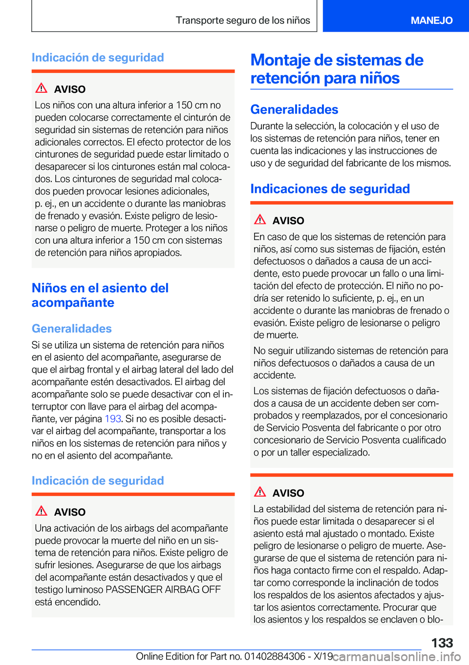 BMW 8 SERIES GRAN COUPE 2020  Manuales de Empleo (in Spanish) �I�n�d�i�c�a�c�i�