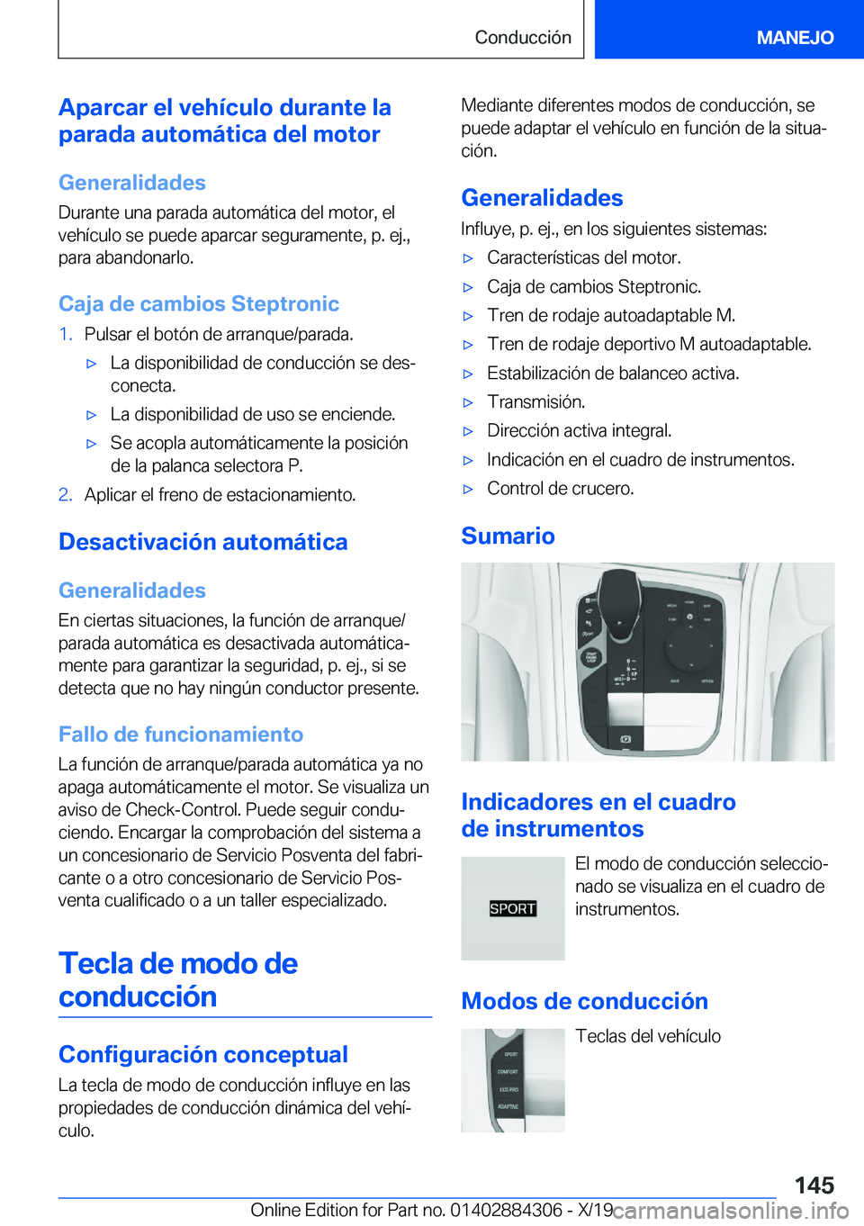 BMW 8 SERIES GRAN COUPE 2020  Manuales de Empleo (in Spanish) �A�p�a�r�c�a�r��e�l��v�e�h�