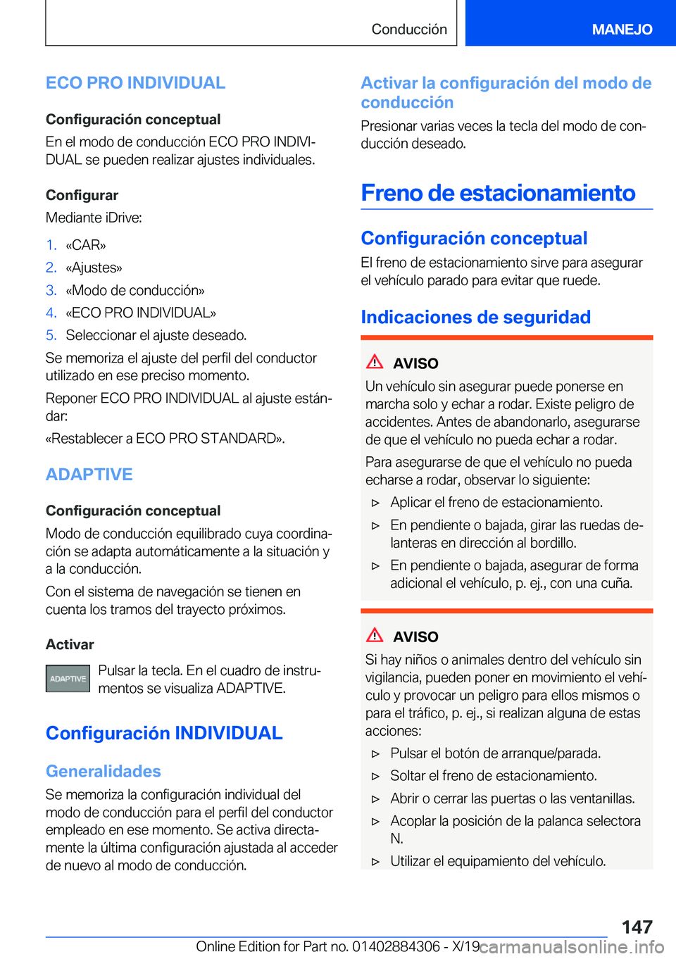 BMW 8 SERIES GRAN COUPE 2020  Manuales de Empleo (in Spanish) �E�C�O��P�R�O��I�N�D�I�V�I�D�U�A�L
�C�o�n�f�i�g�u�r�a�c�i�