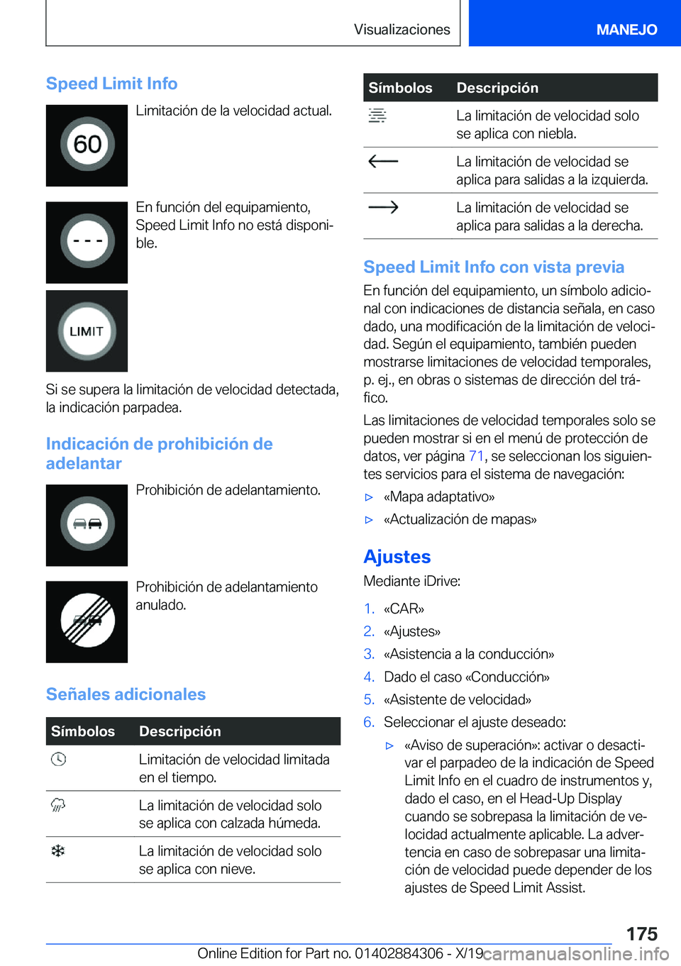 BMW 8 SERIES GRAN COUPE 2020  Manuales de Empleo (in Spanish) �S�p�e�e�d��L�i�m�i�t��I�n�f�o�L�i�m�i�t�a�c�i�