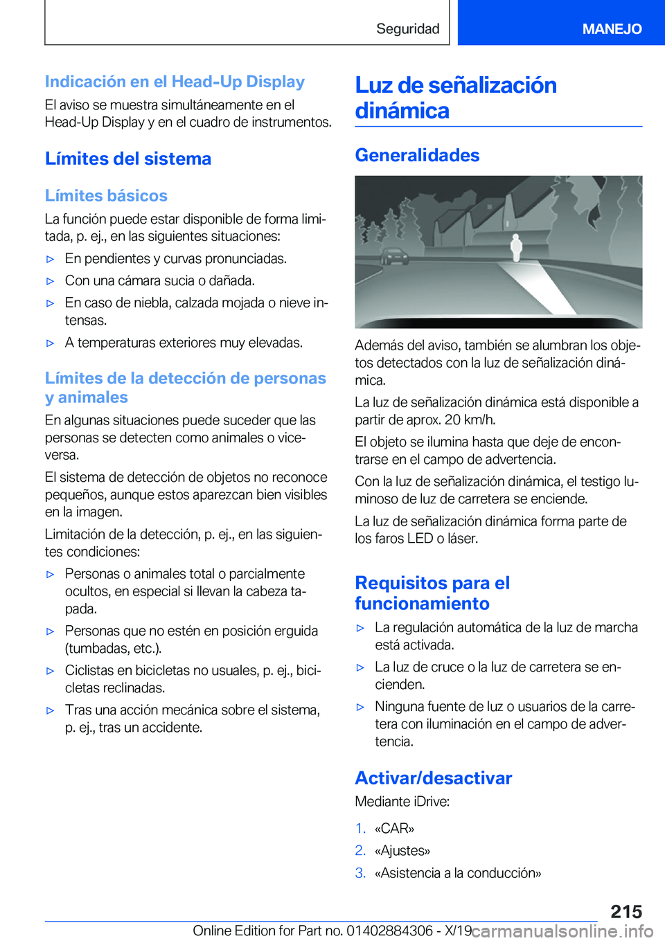 BMW 8 SERIES GRAN COUPE 2020  Manuales de Empleo (in Spanish) �I�n�d�i�c�a�c�i�