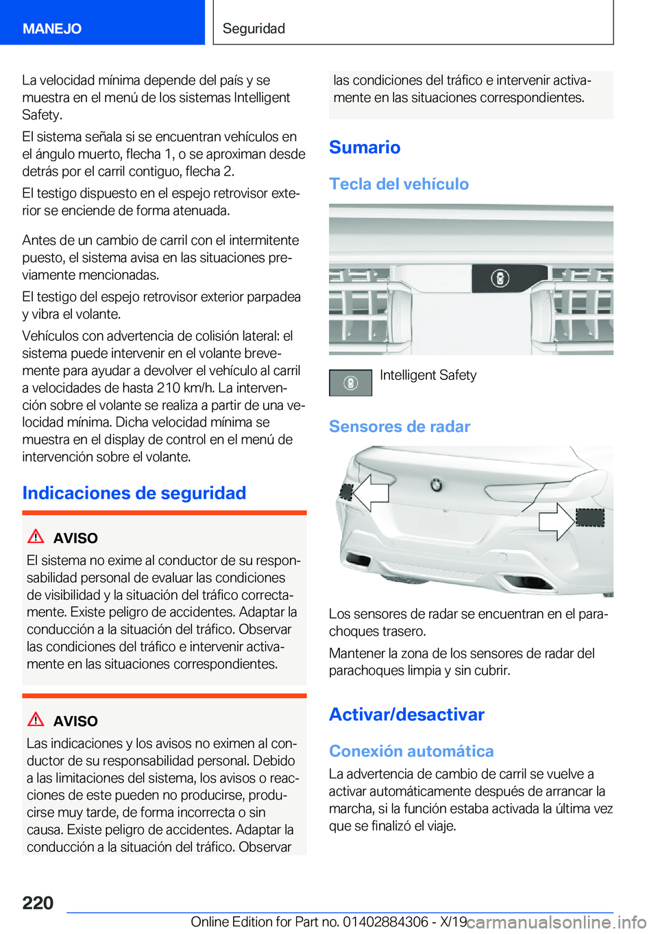 BMW 8 SERIES GRAN COUPE 2020  Manuales de Empleo (in Spanish) �L�a��v�e�l�o�c�i�d�a�d��m�