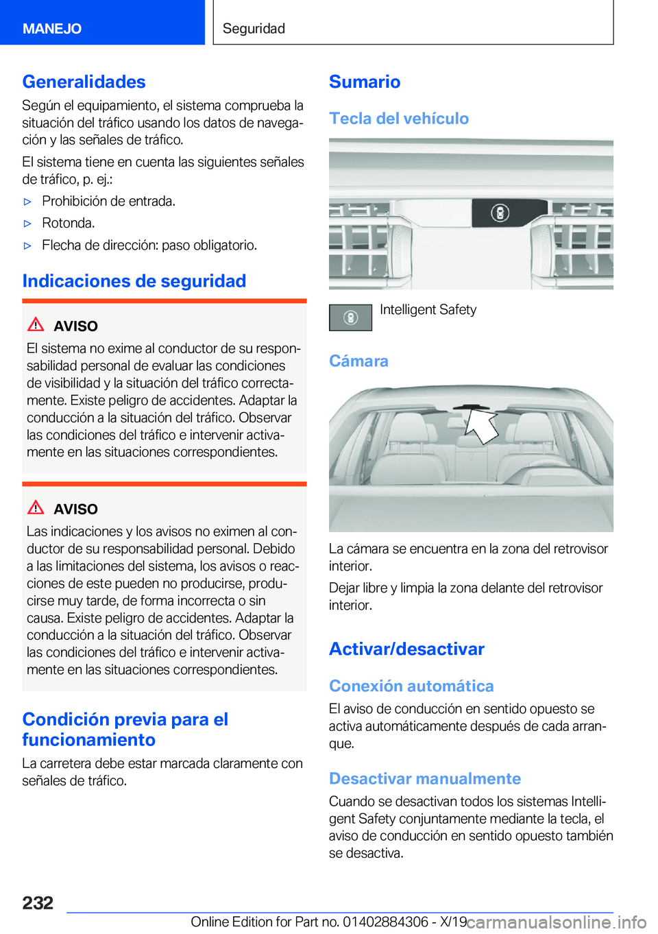 BMW 8 SERIES GRAN COUPE 2020  Manuales de Empleo (in Spanish) �G�e�n�e�r�a�l�i�d�a�d�e�s
�S�e�g�