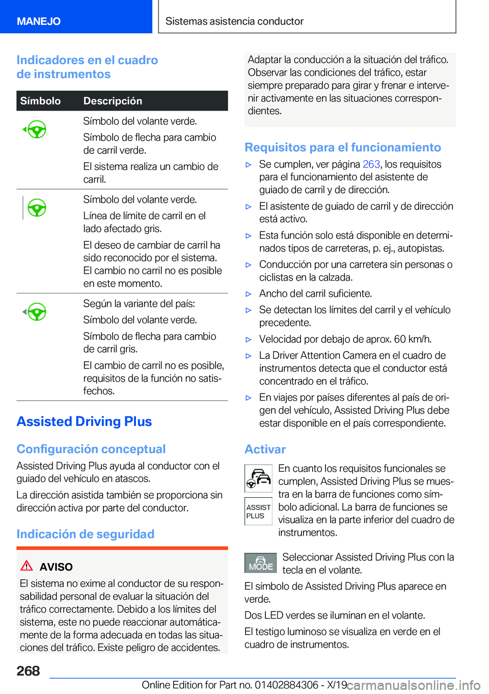 BMW 8 SERIES GRAN COUPE 2020  Manuales de Empleo (in Spanish) �I�n�d�i�c�a�d�o�r�e�s��e�n��e�l��c�u�a�d�r�o
�d�e��i�n�s�t�r�u�m�e�n�t�o�s�S�