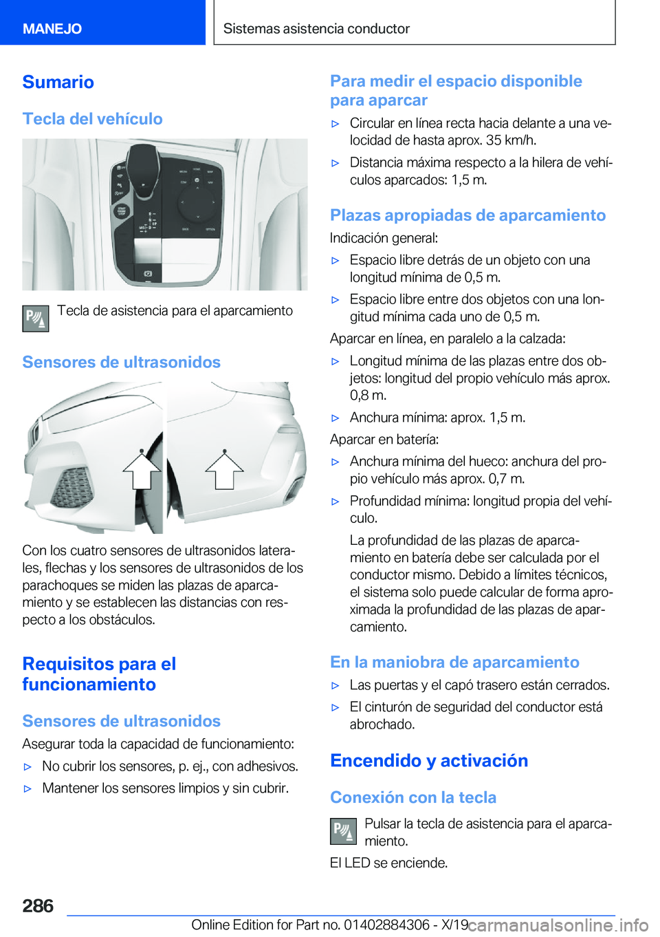 BMW 8 SERIES GRAN COUPE 2020  Manuales de Empleo (in Spanish) �S�u�m�a�r�i�o�T�e�c�l�a��d�e�l��v�e�h�