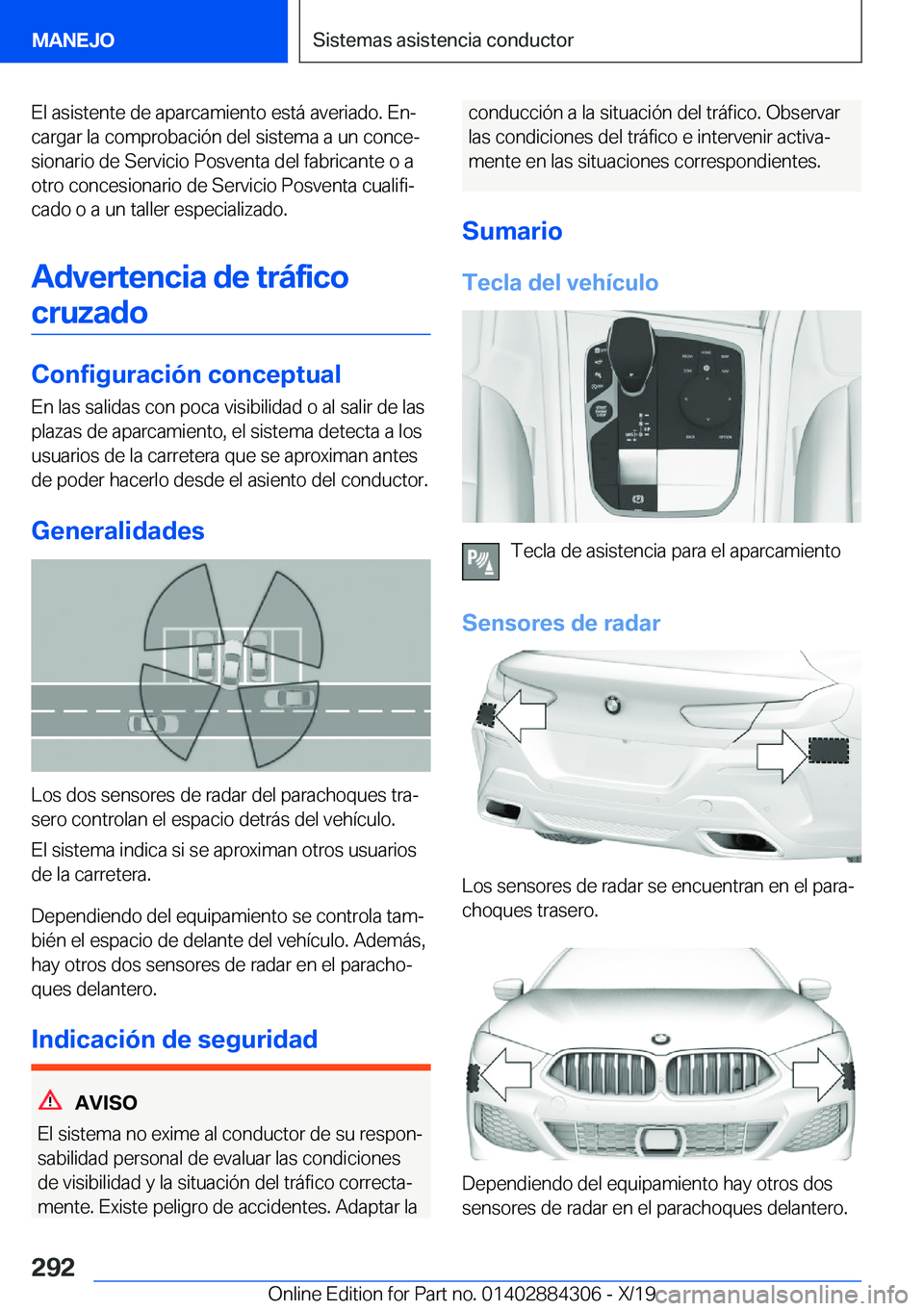 BMW 8 SERIES GRAN COUPE 2020  Manuales de Empleo (in Spanish) �E�l��a�s�i�s�t�e�n�t�e��d�e��a�p�a�r�c�a�m�i�e�n�t�o��e�s�t�
