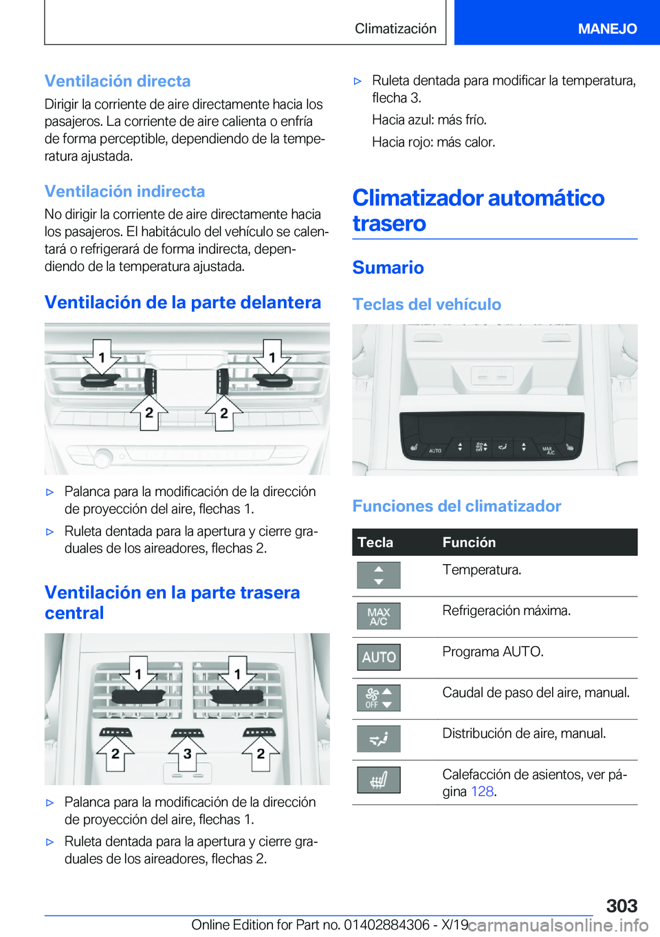 BMW 8 SERIES GRAN COUPE 2020  Manuales de Empleo (in Spanish) �V�e�n�t�i�l�a�c�i�