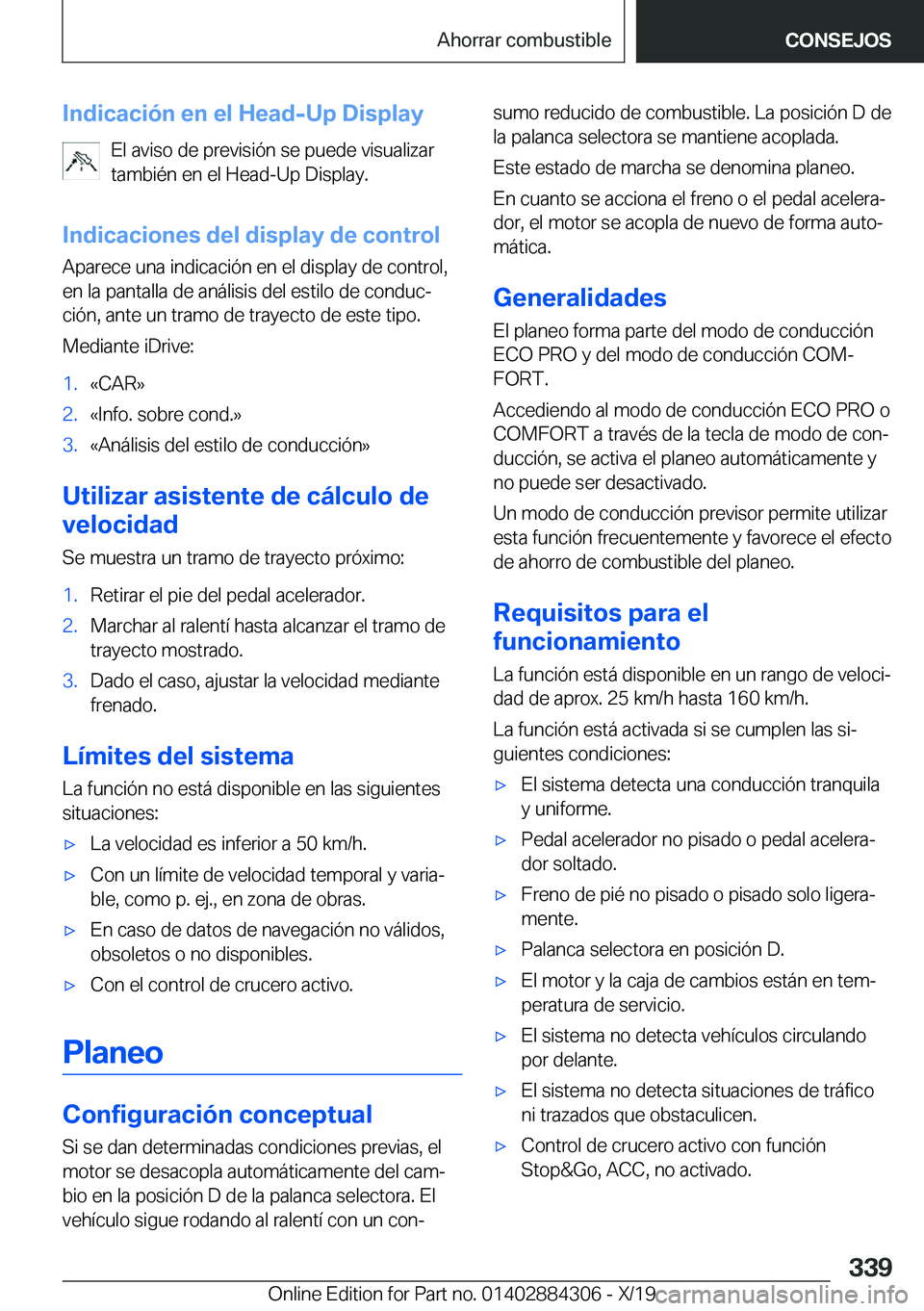 BMW 8 SERIES GRAN COUPE 2020  Manuales de Empleo (in Spanish) �I�n�d�i�c�a�c�i�
