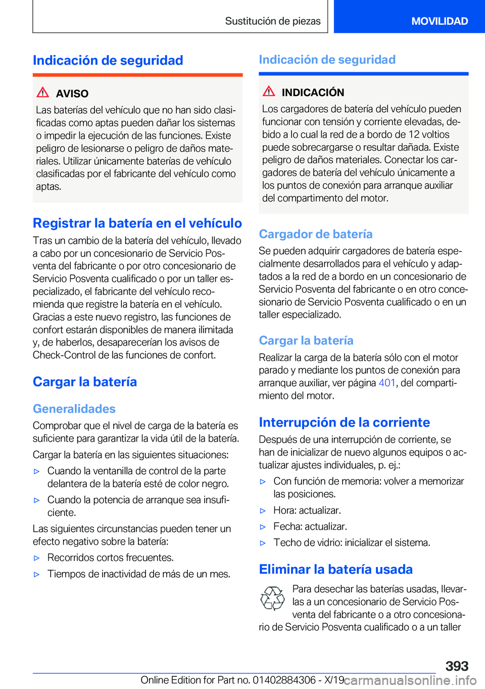 BMW 8 SERIES GRAN COUPE 2020  Manuales de Empleo (in Spanish) �I�n�d�i�c�a�c�i�